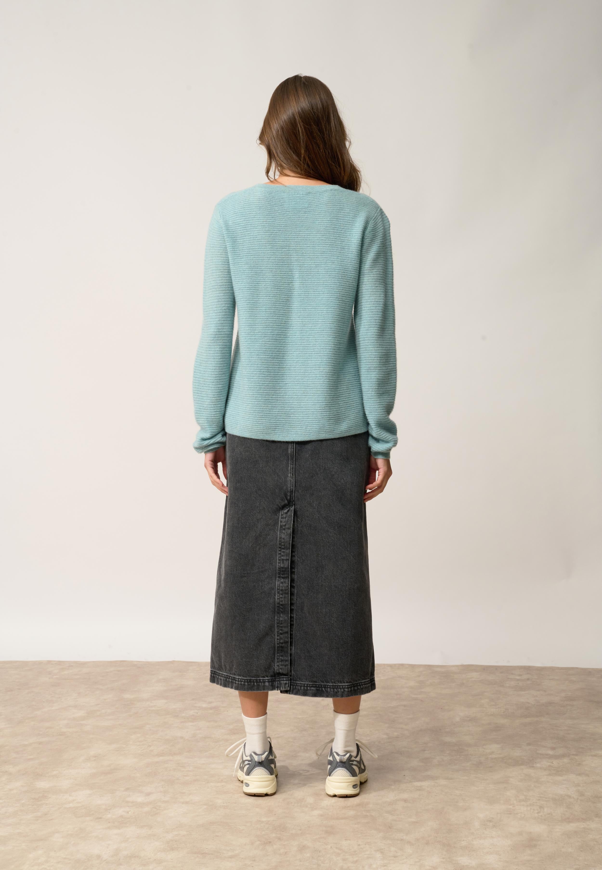 NETHY pull col bateau aqua chiné