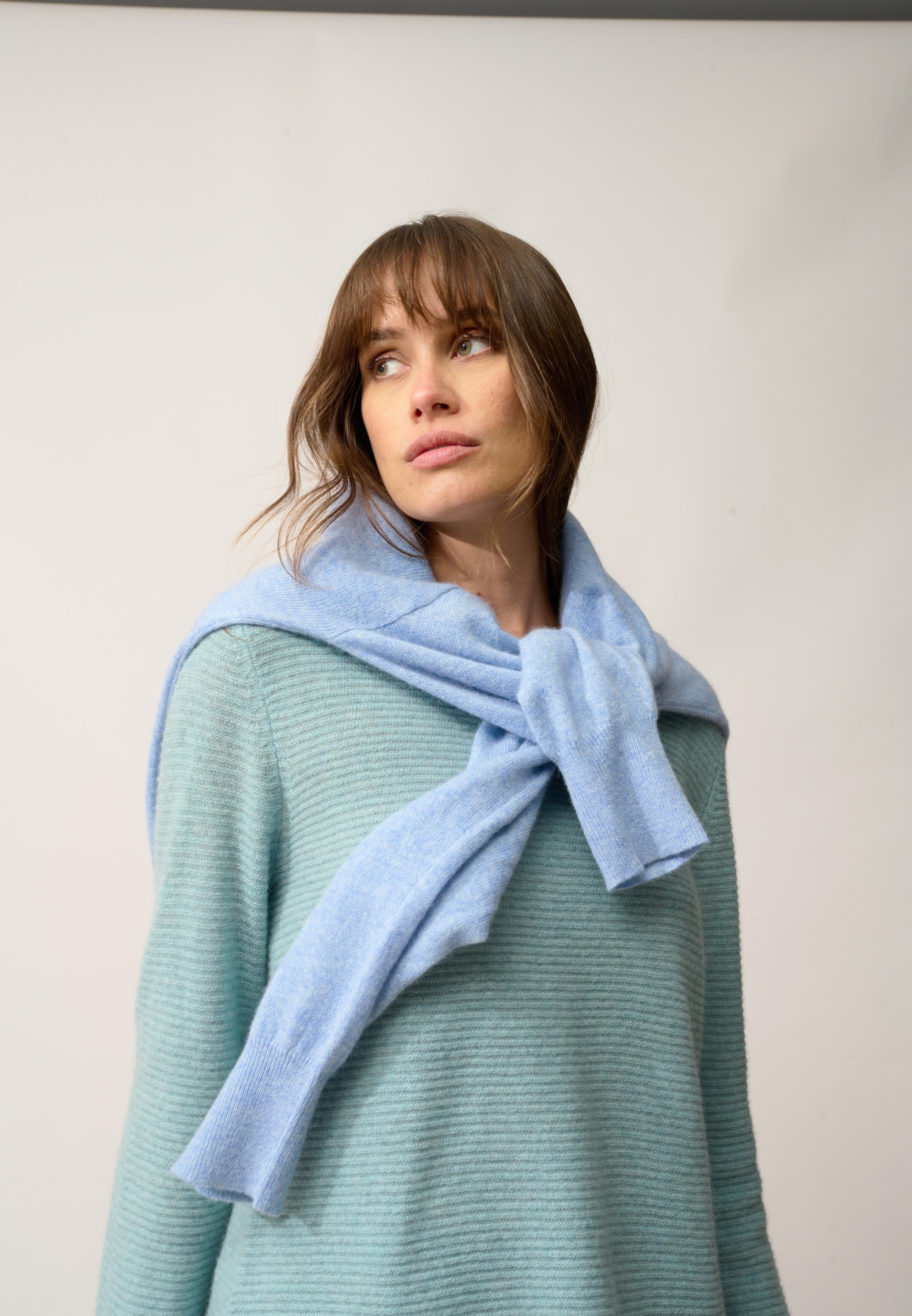 NETHY pull col bateau aqua chiné
