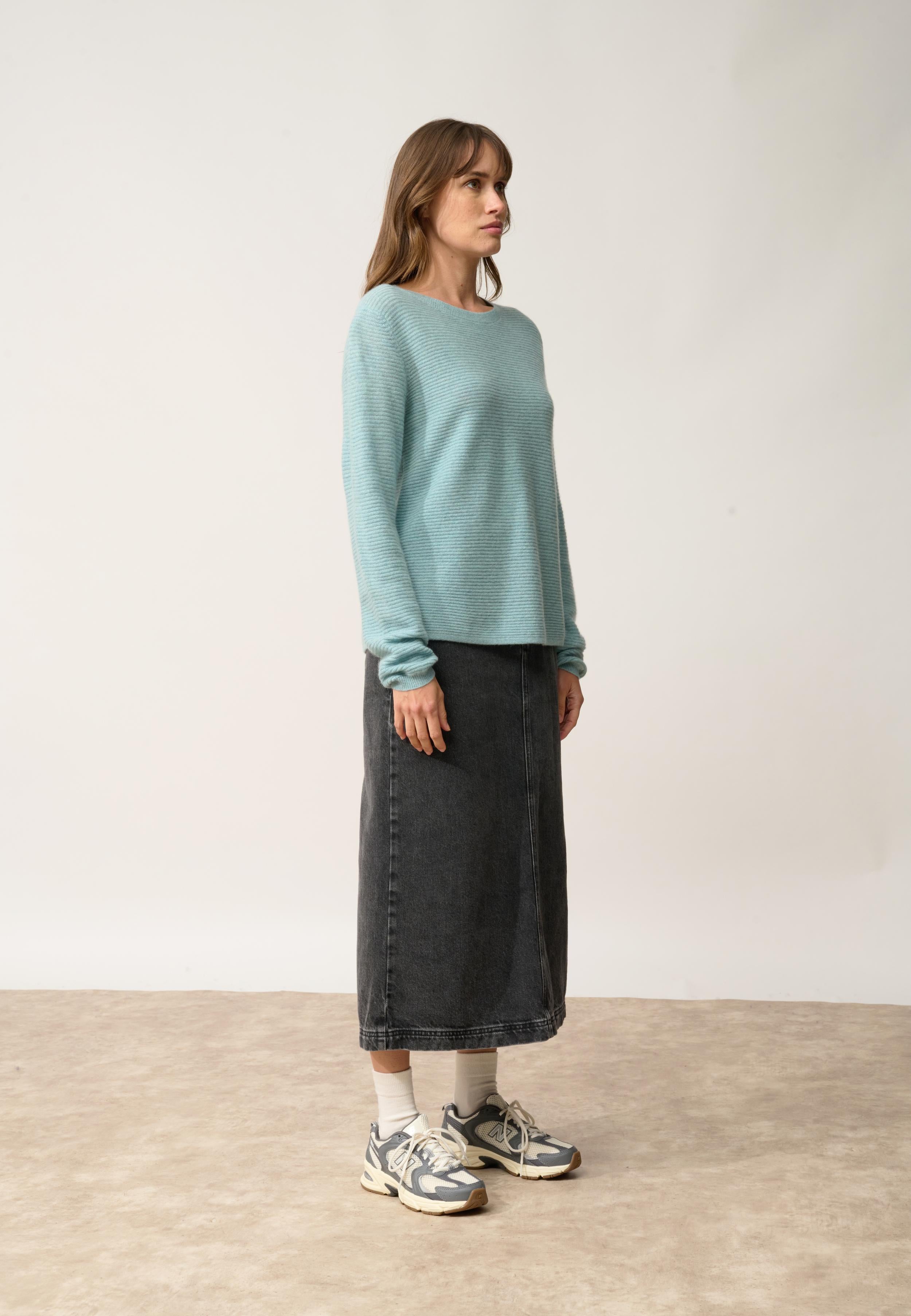 NETHY pull col bateau aqua chiné