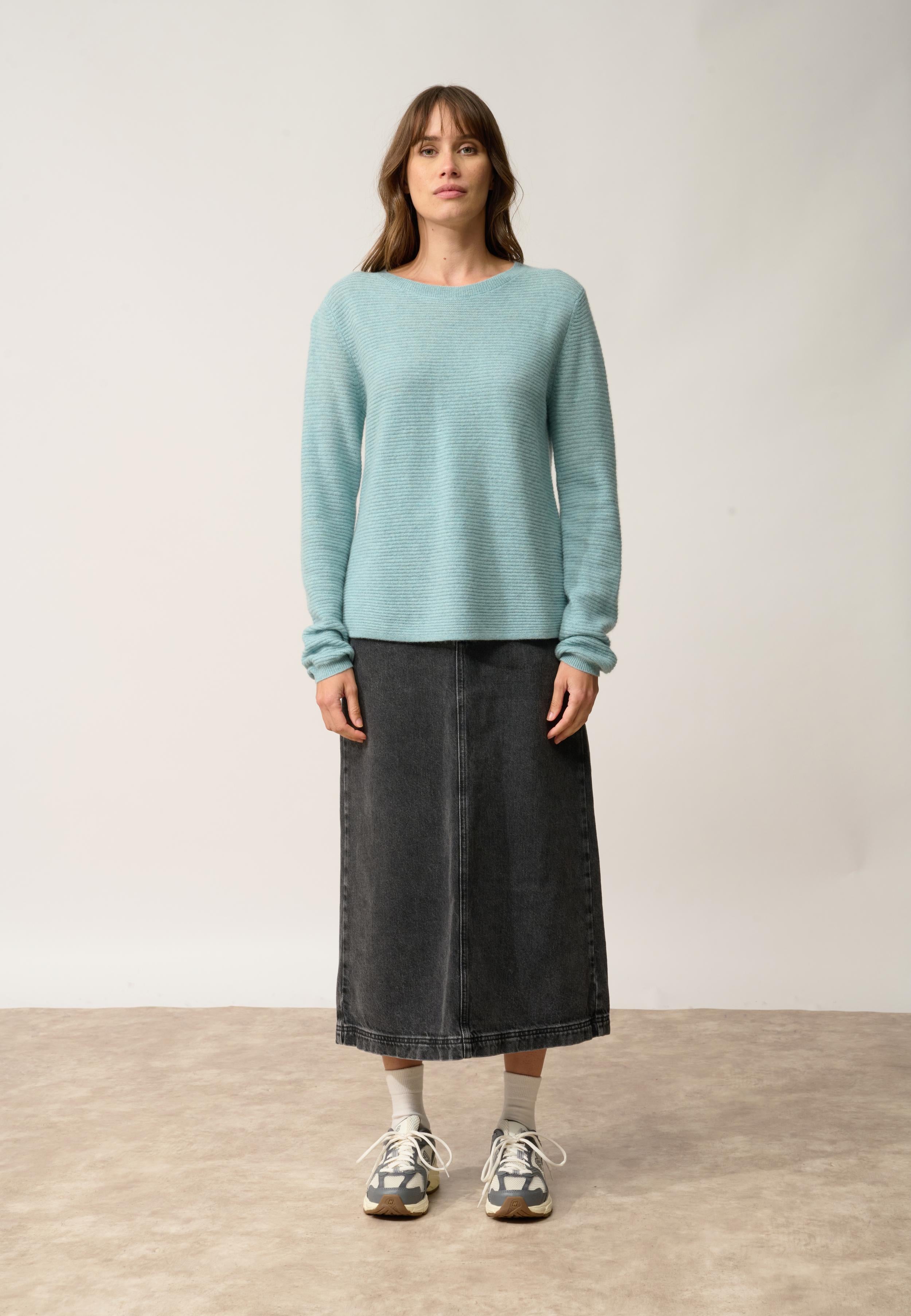 NETHY pull col bateau aqua chiné