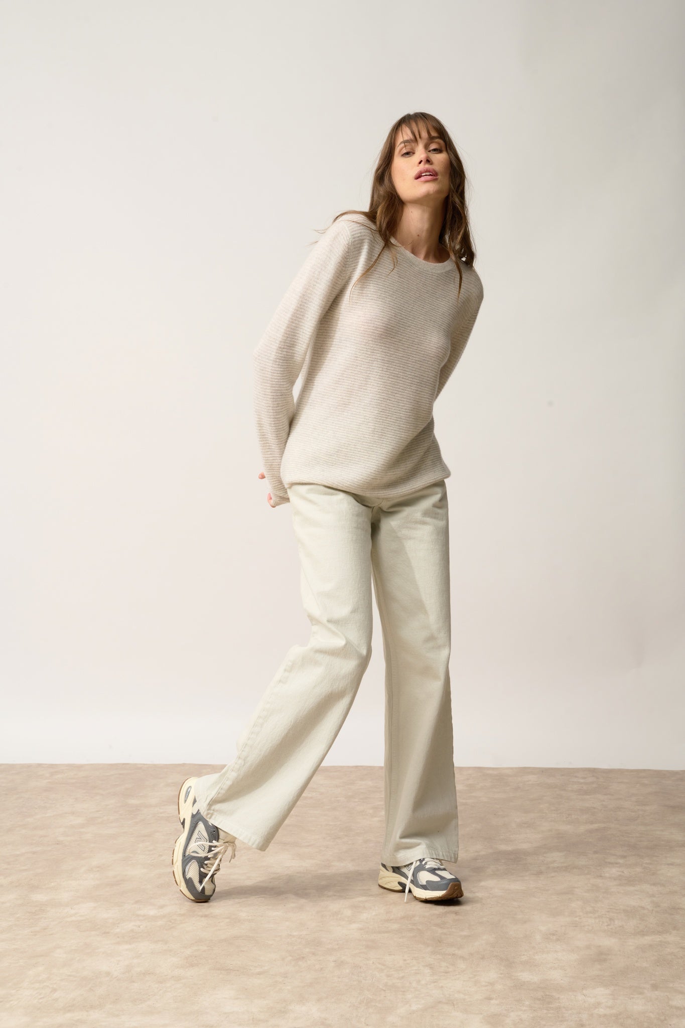 NETHY pull col bateau gris perle chiné