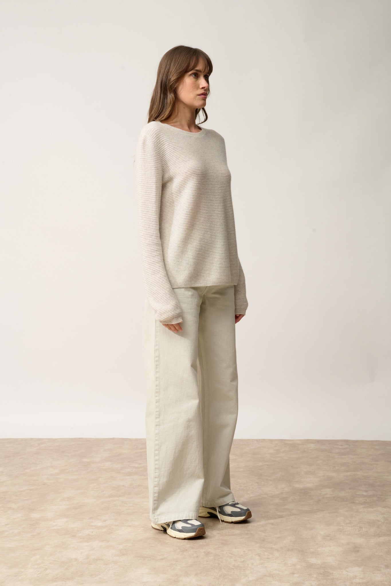 NETHY pull col bateau gris perle chiné