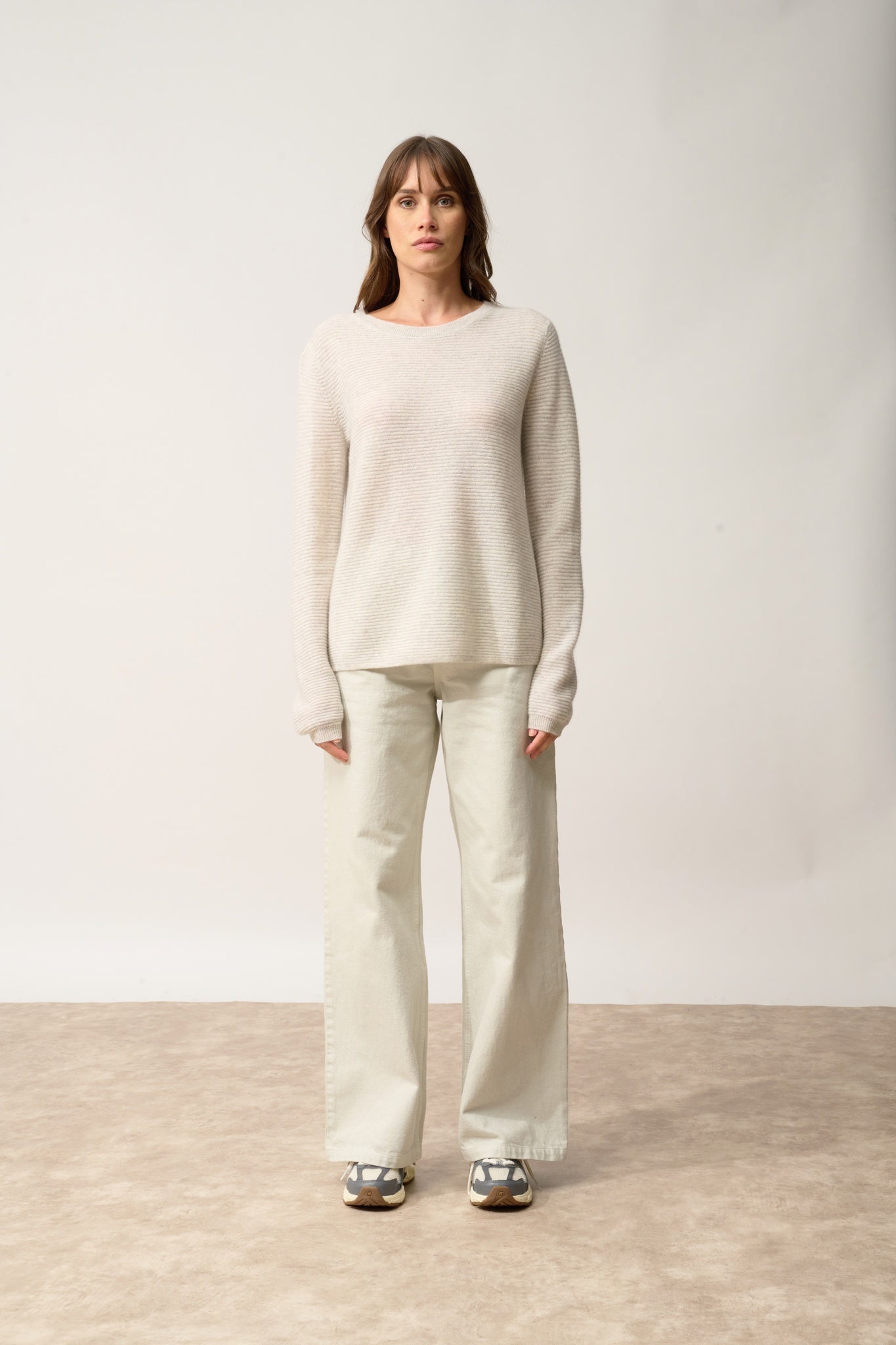 NETHY pull col bateau gris perle chiné