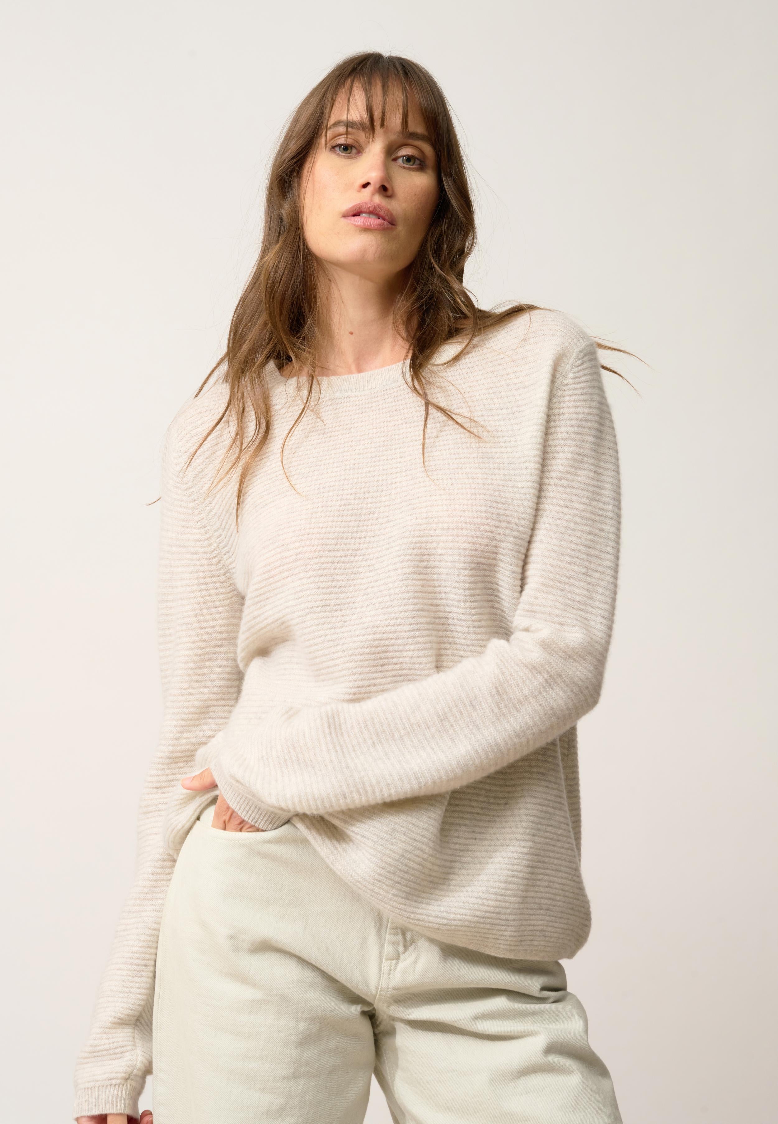 NETHY pull col bateau gris perle chiné