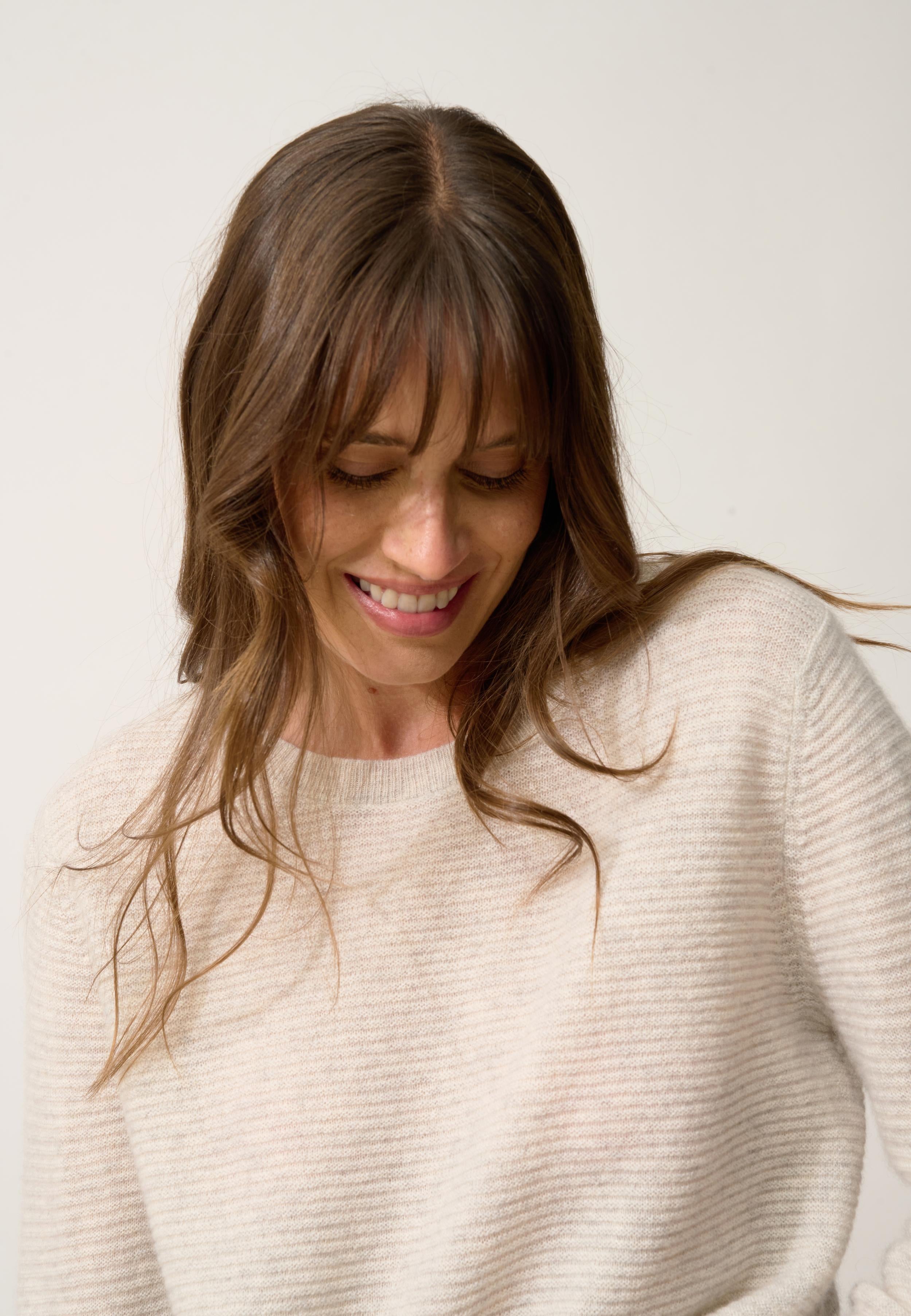 NETHY pull col bateau gris perle chiné