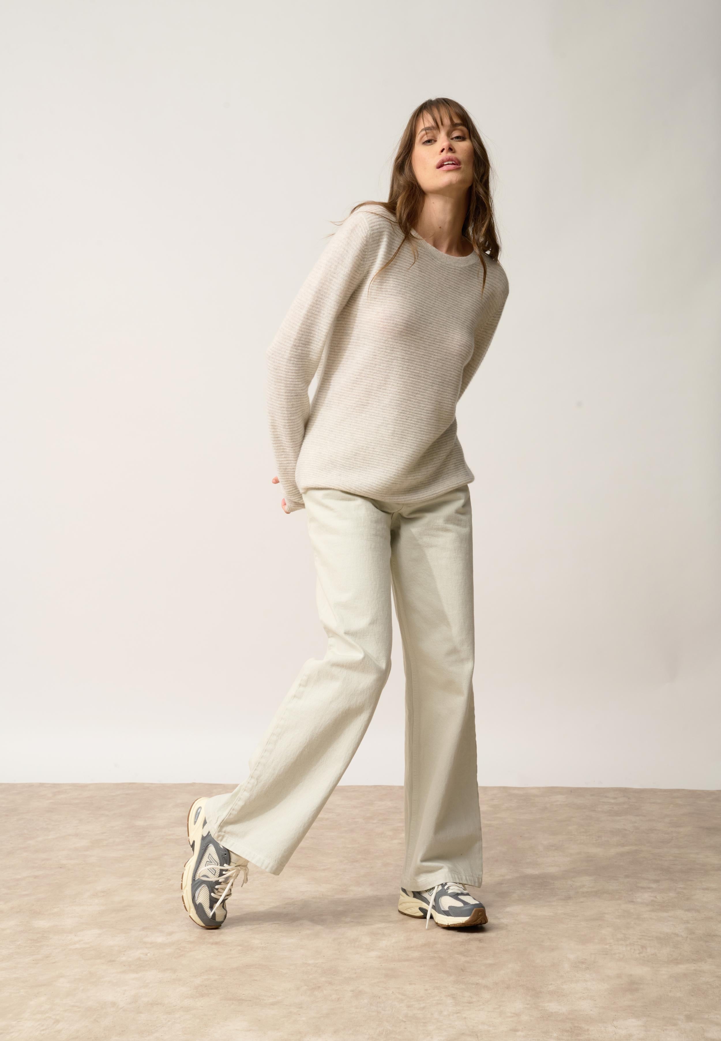 NETHY pull col bateau gris perle chiné