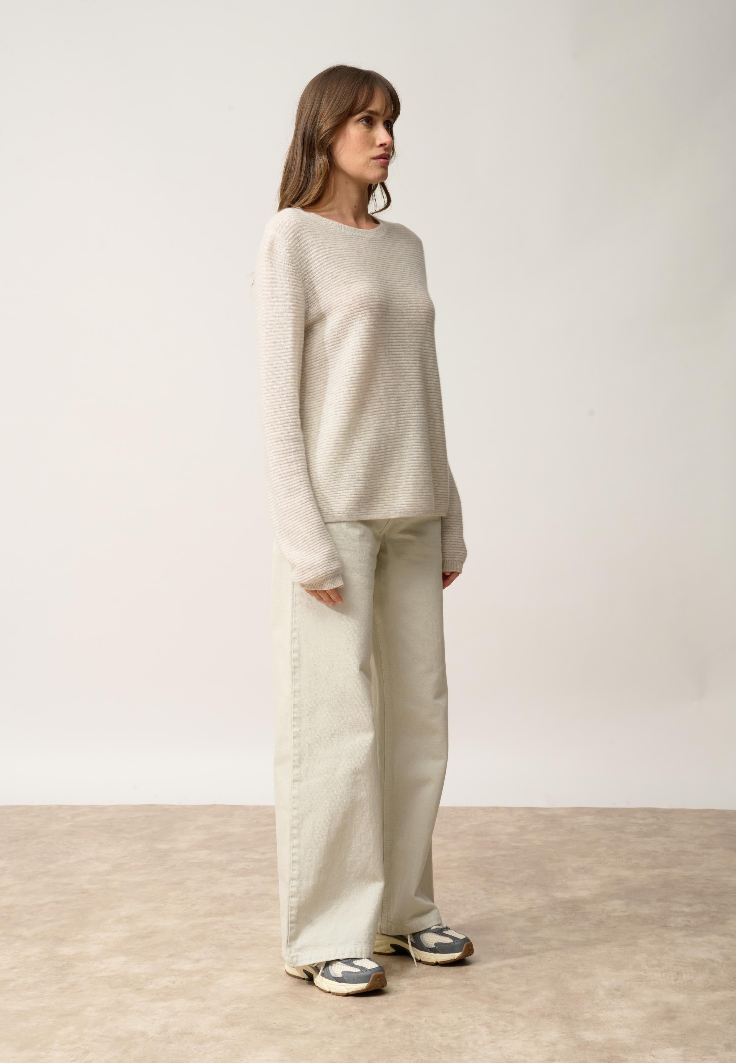 NETHY pull col bateau gris perle chiné