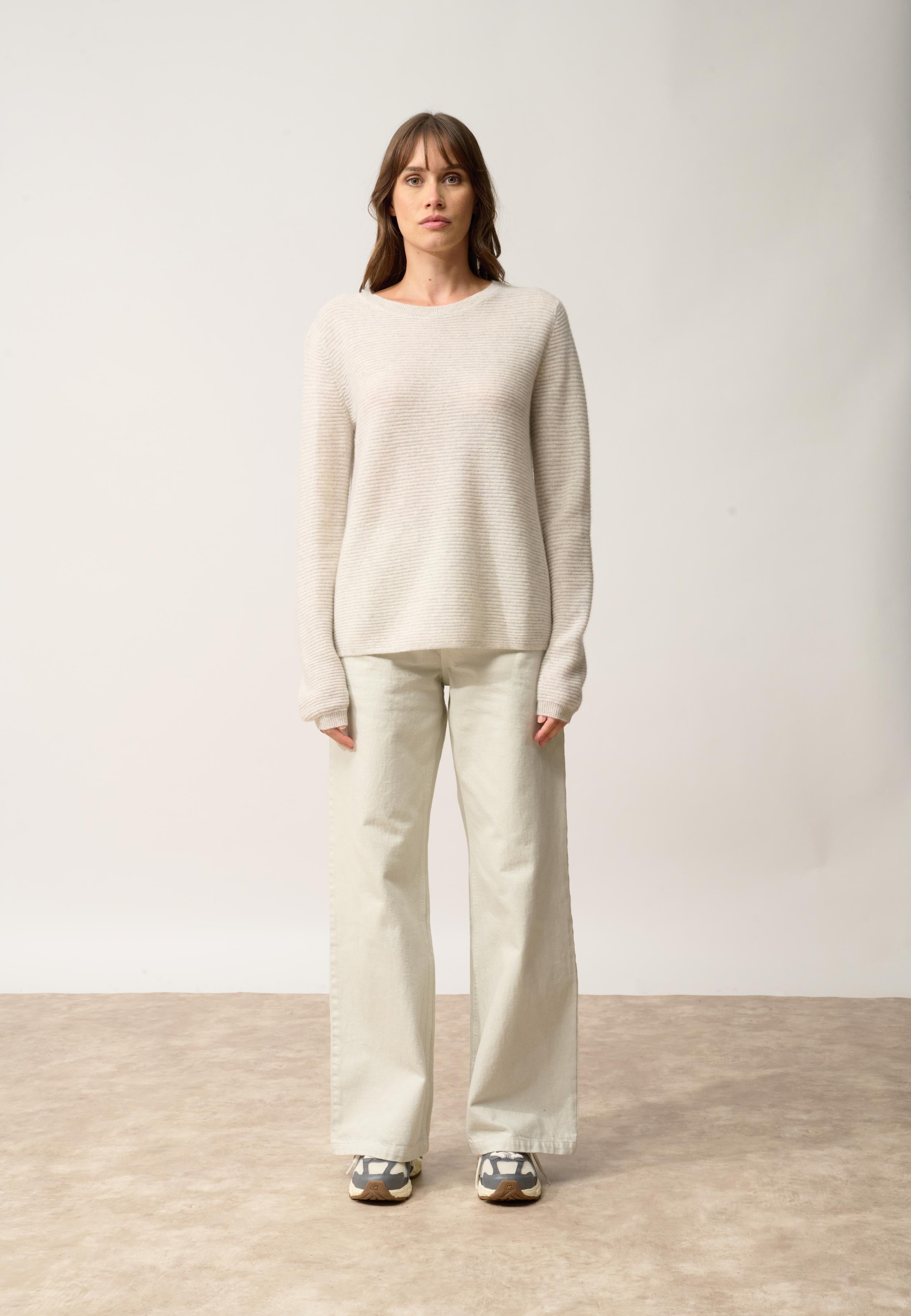 NETHY pull col bateau gris perle chiné