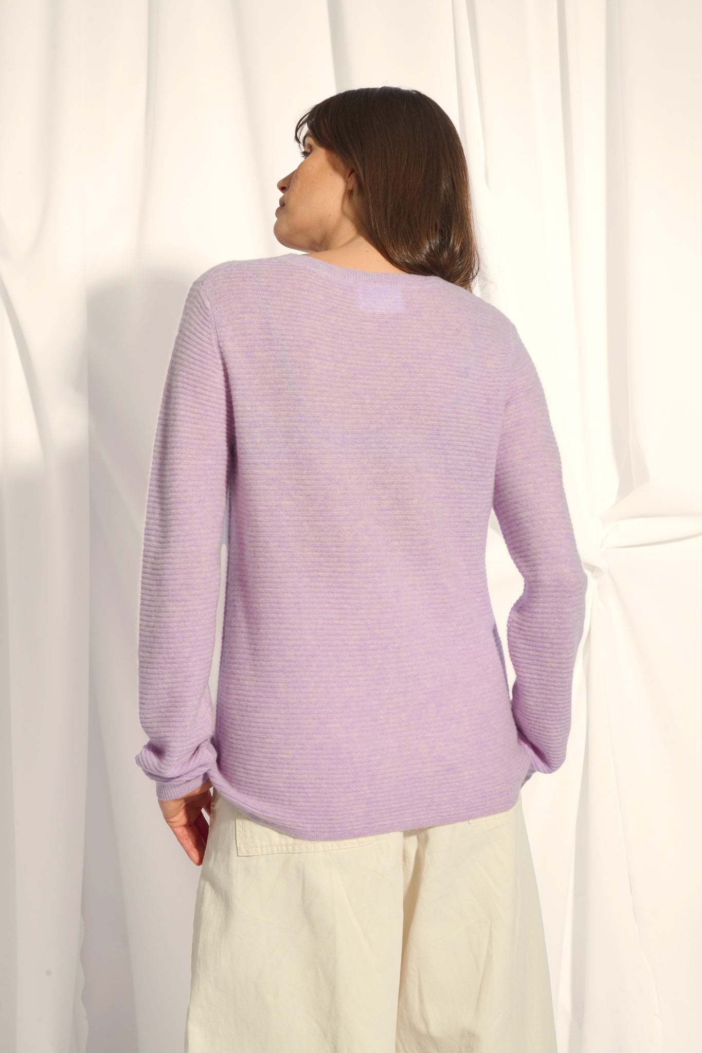 NETHY pull col bateau mauve chiné