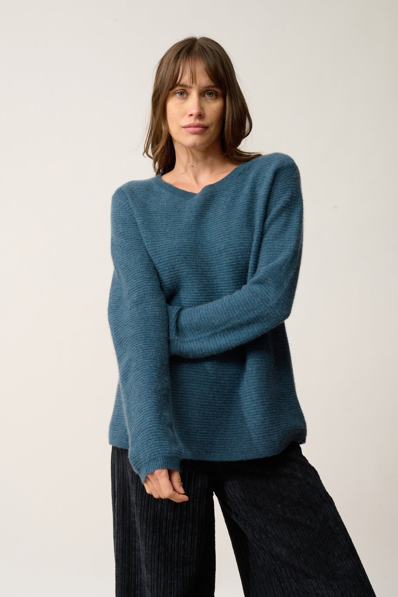 NETHY pull col bateau vert canard chiné