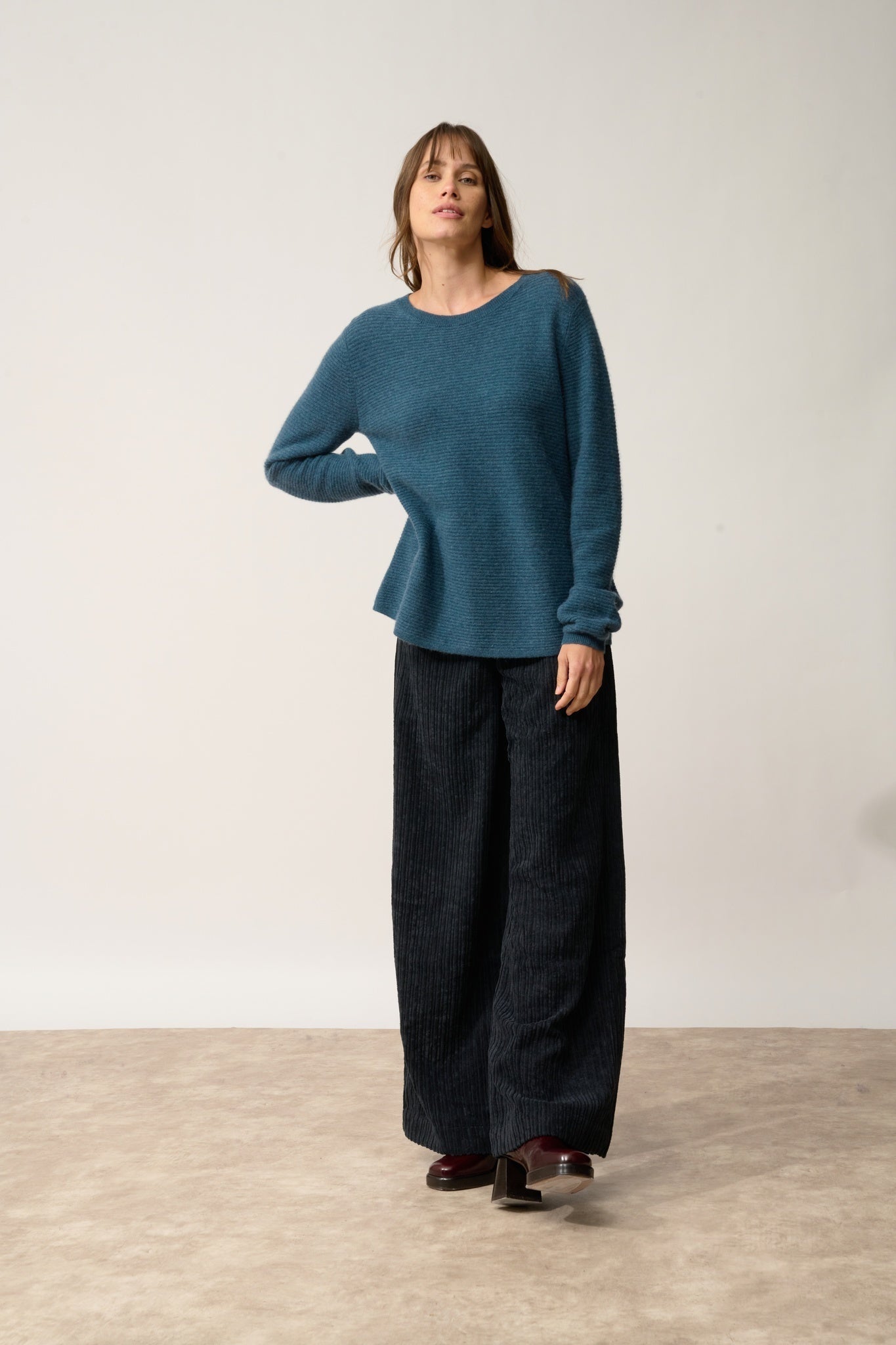 NETHY pull col bateau vert canard chiné