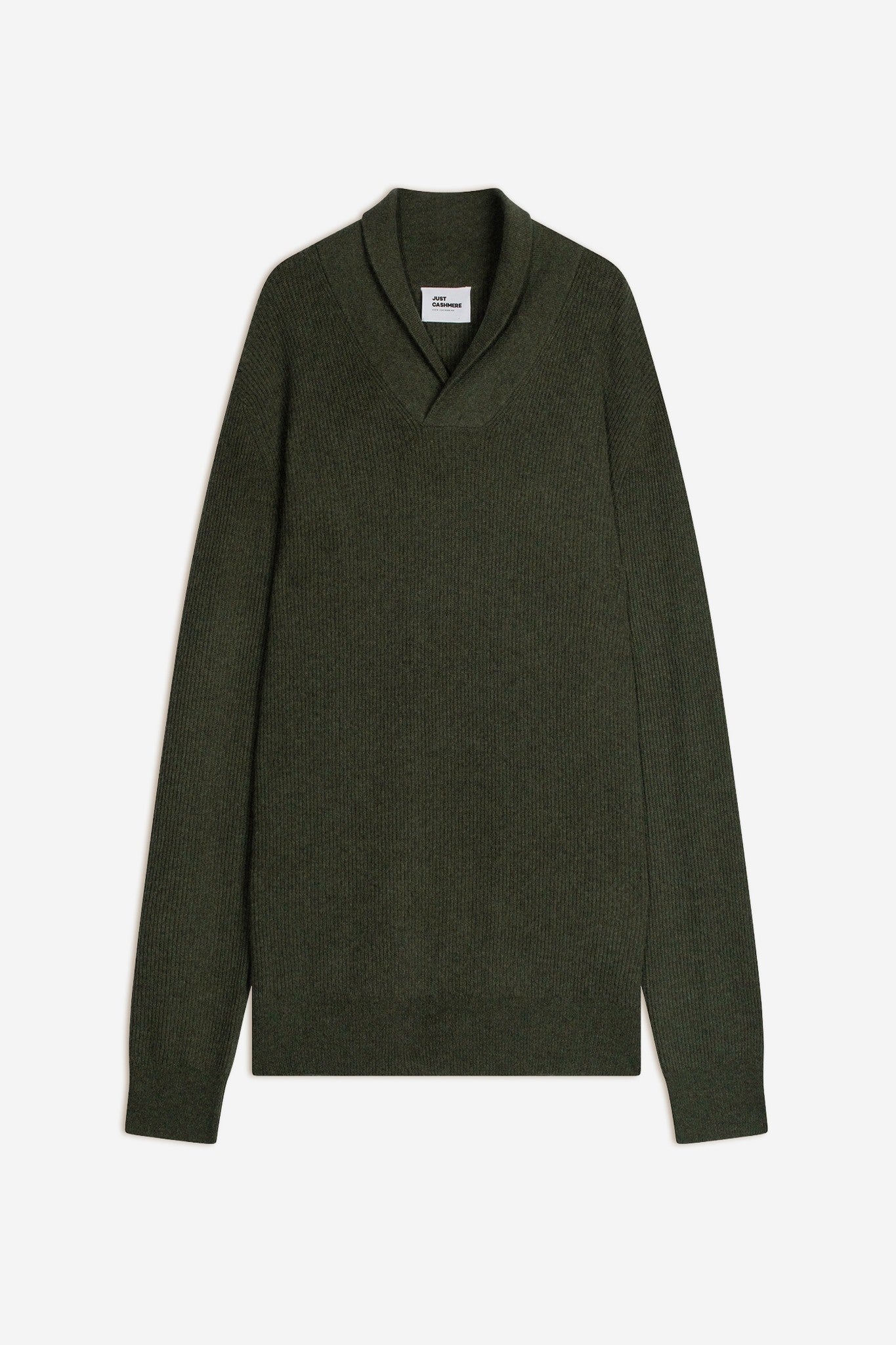nina khaki heathered shawl collar sweater