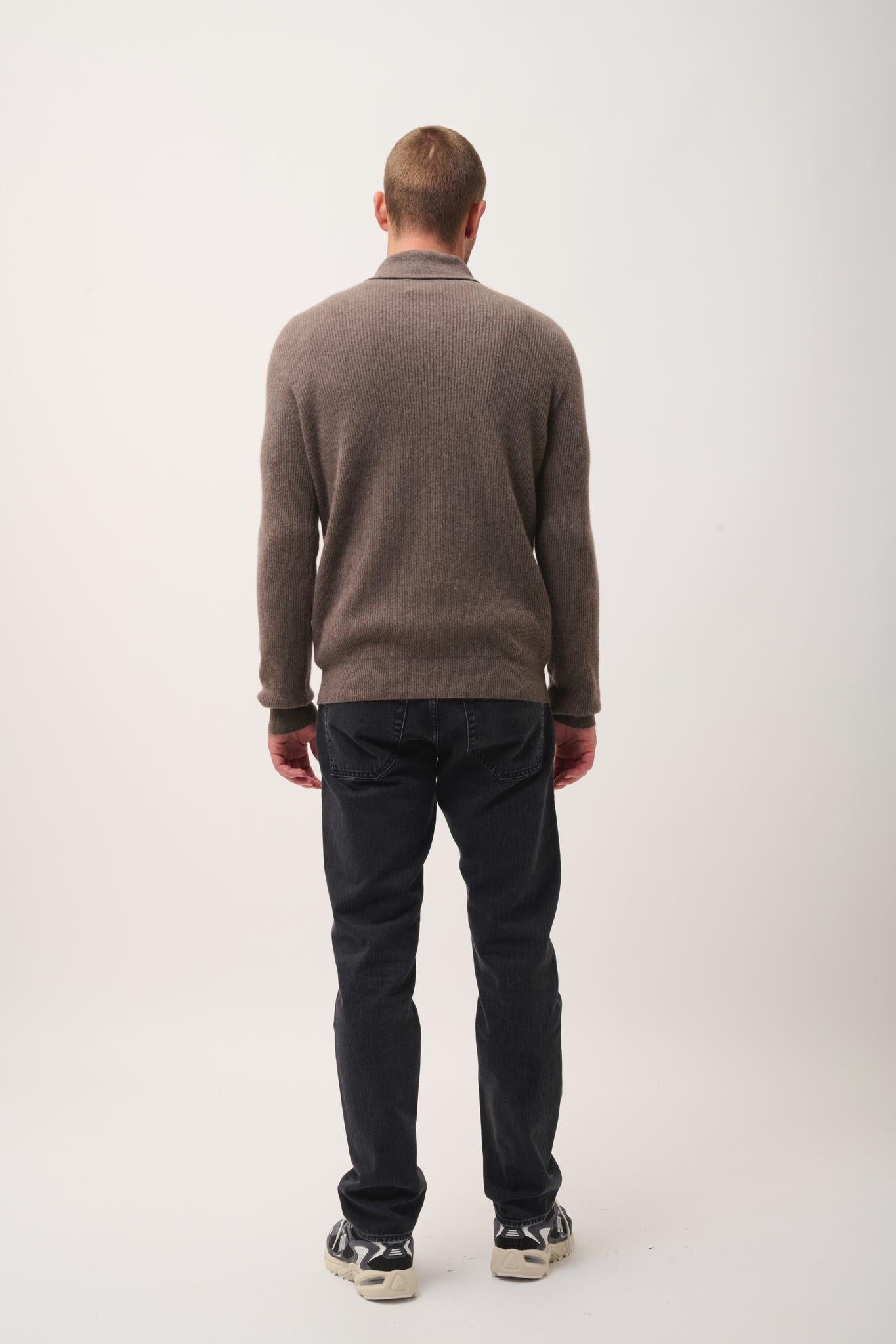NINA pull col châle taupe chiné