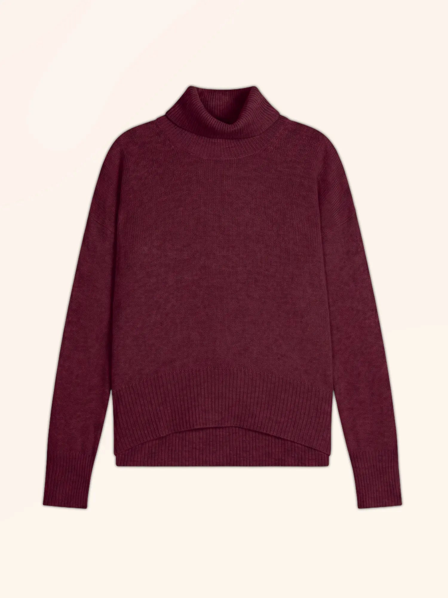 ROMANE Pull Col Roulé 4 Fils Bordeaux