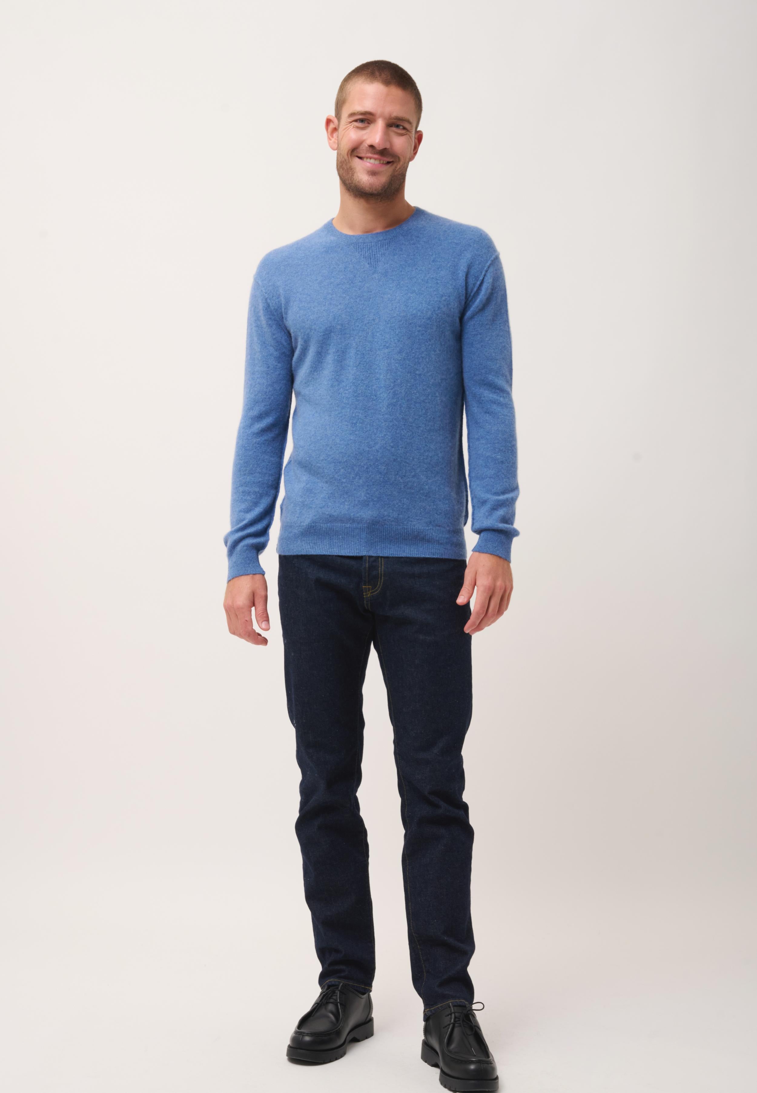 NOE pull col rond bleu denim