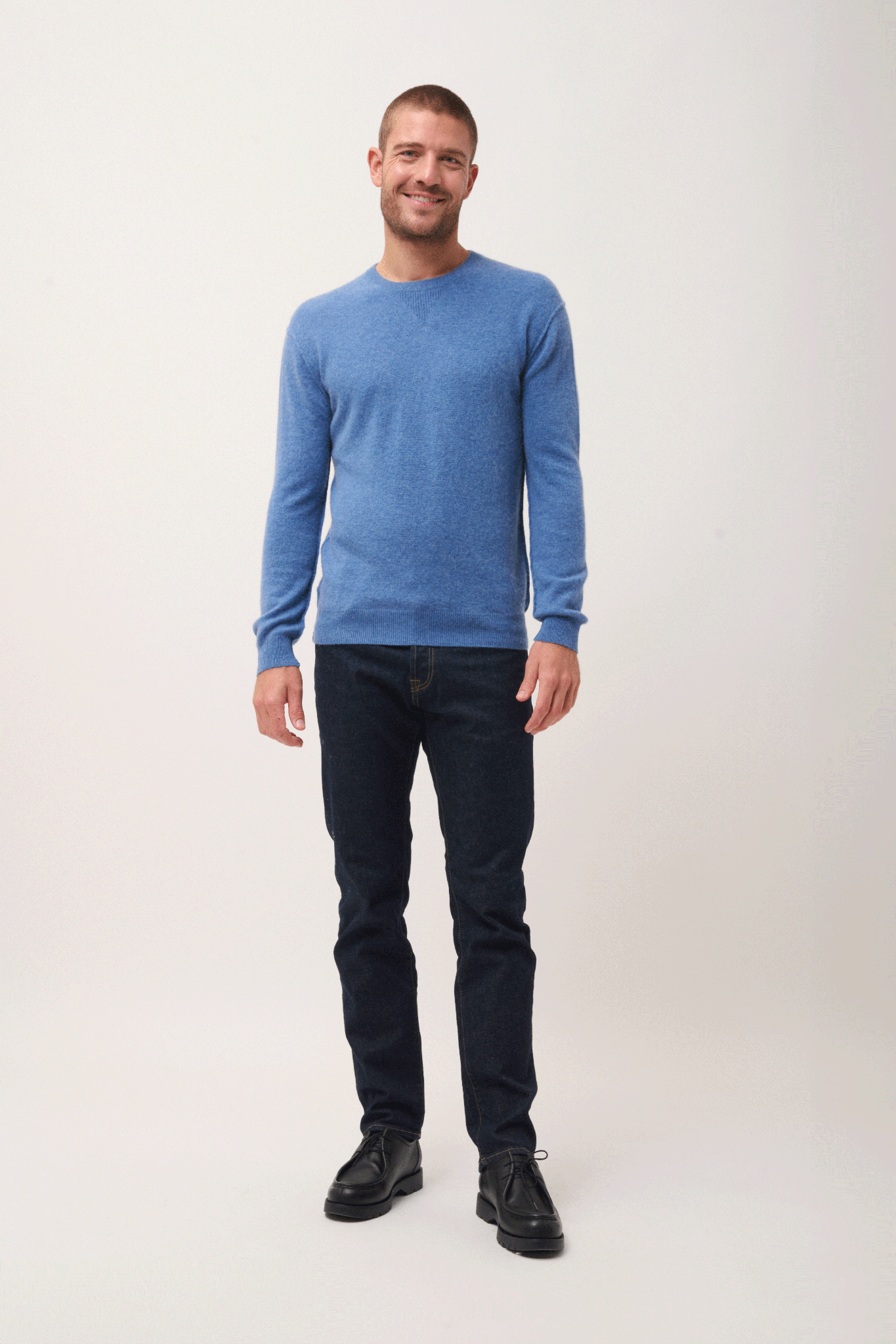 NOE pull col rond bleu denim