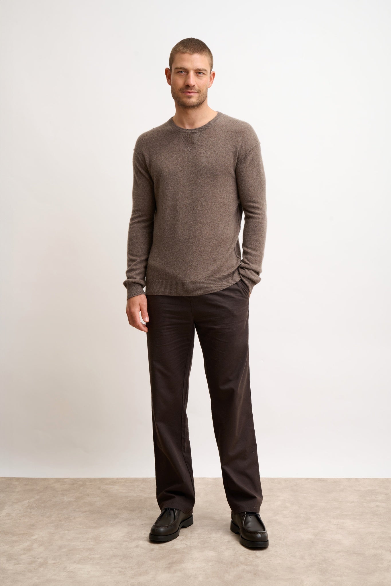 NOE pull col rond taupe chiné