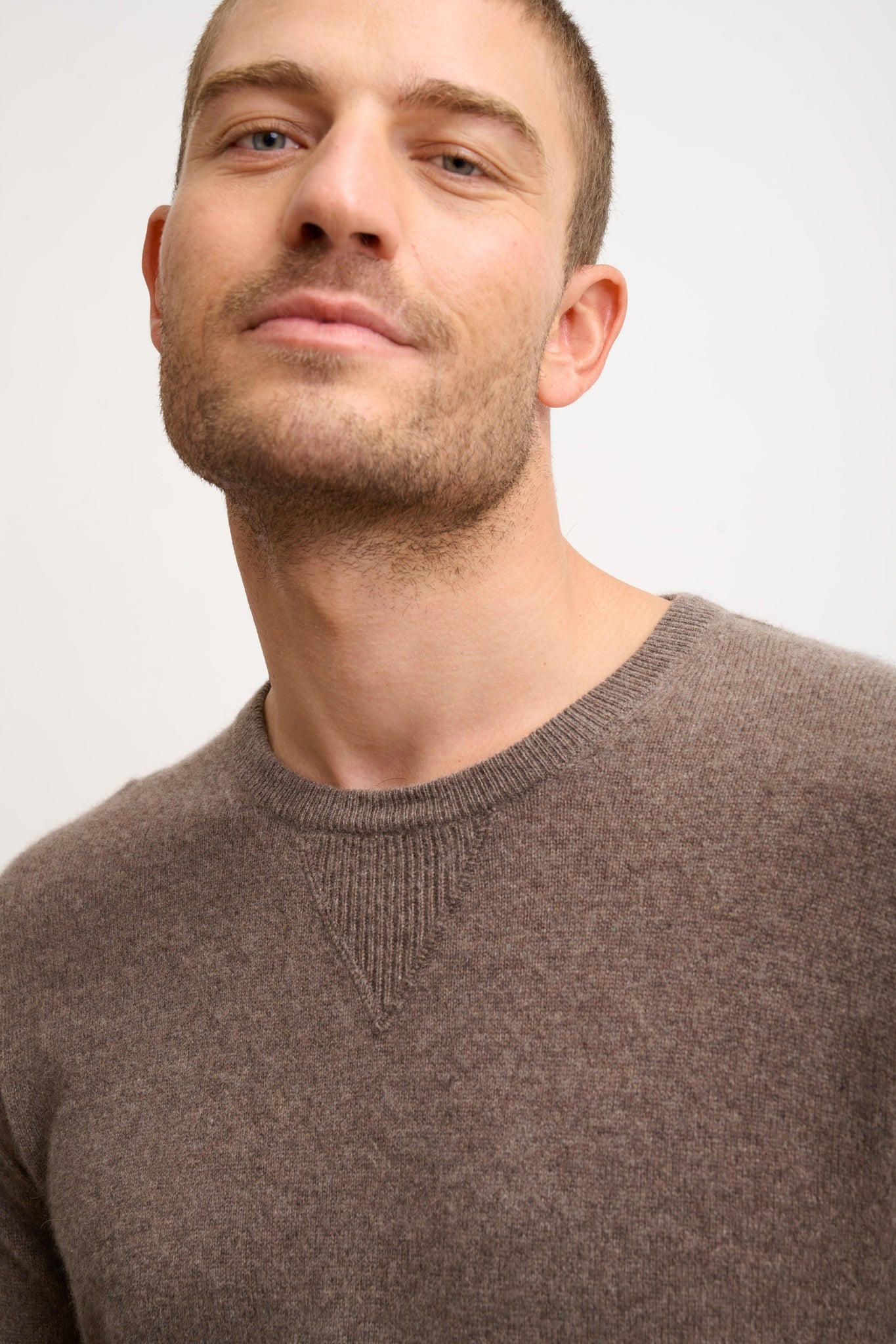 NOE pull col rond taupe chiné