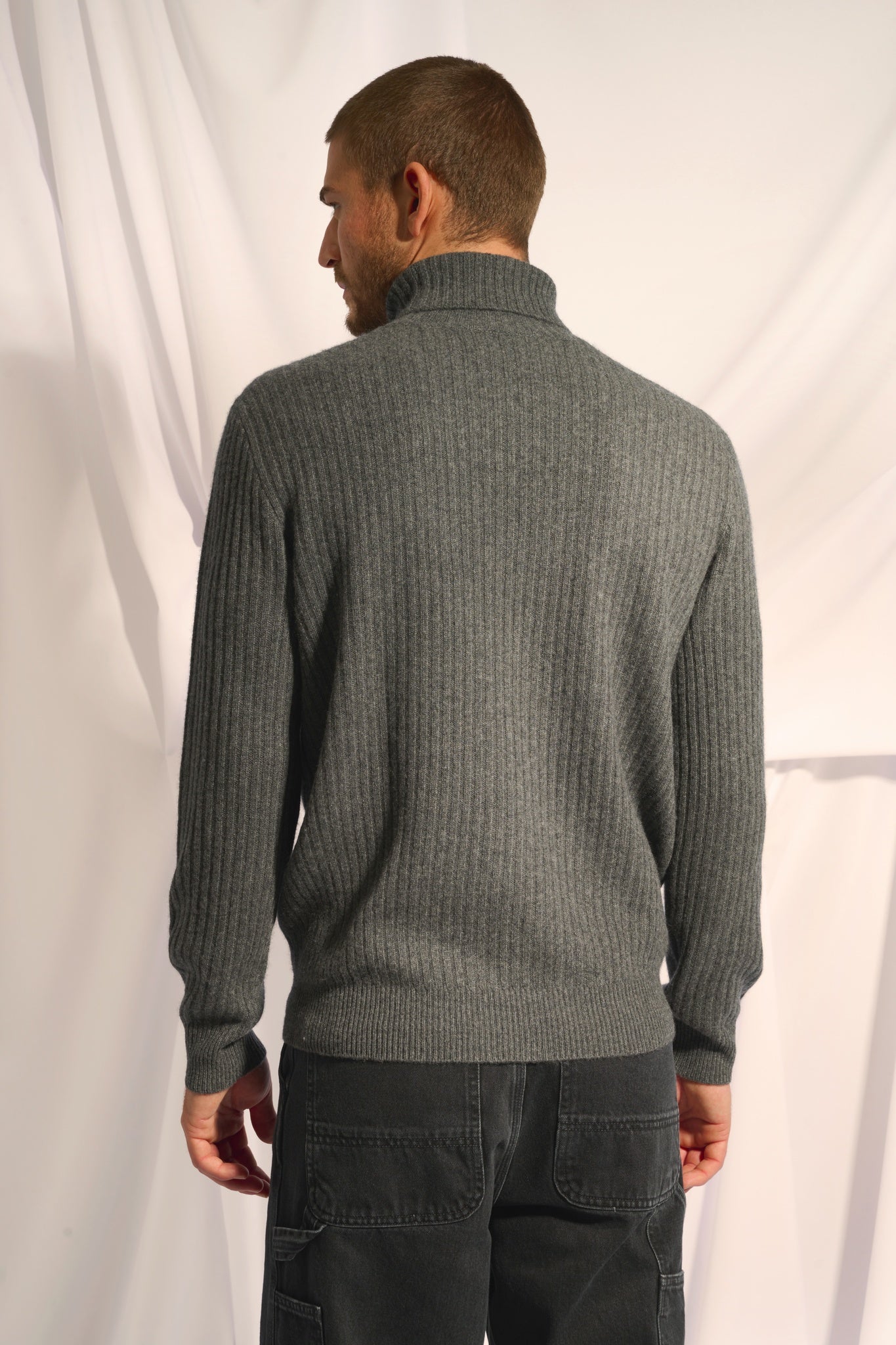 NOI pull col roulé anthracite chiné