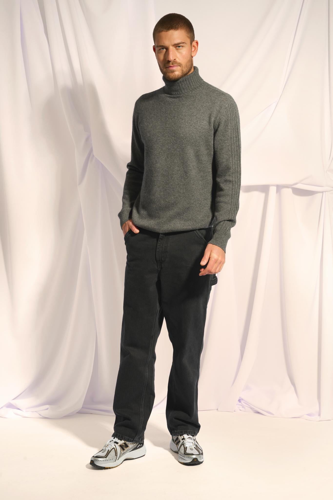 NOI pull col roulé anthracite chiné