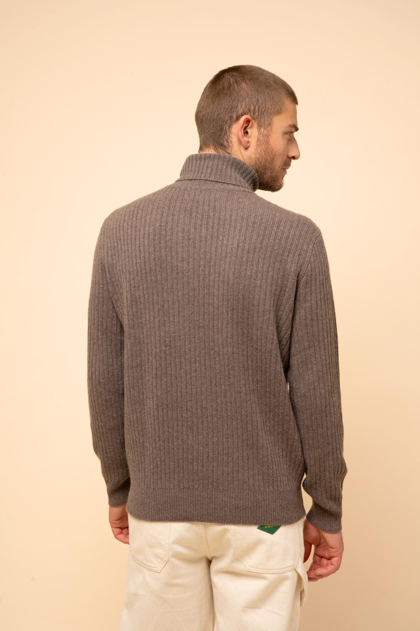 NOI pull col roulé taupe chiné