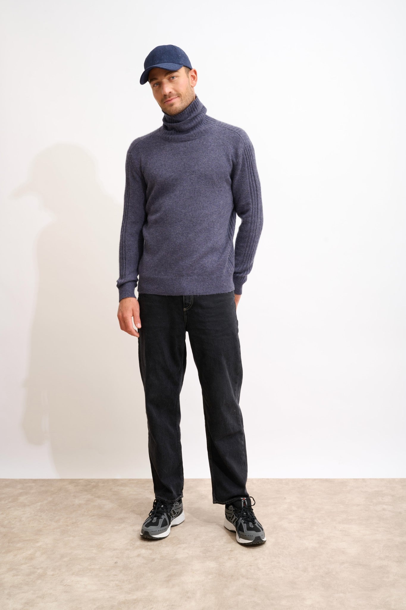 noi pull col roulé violet gris chiné