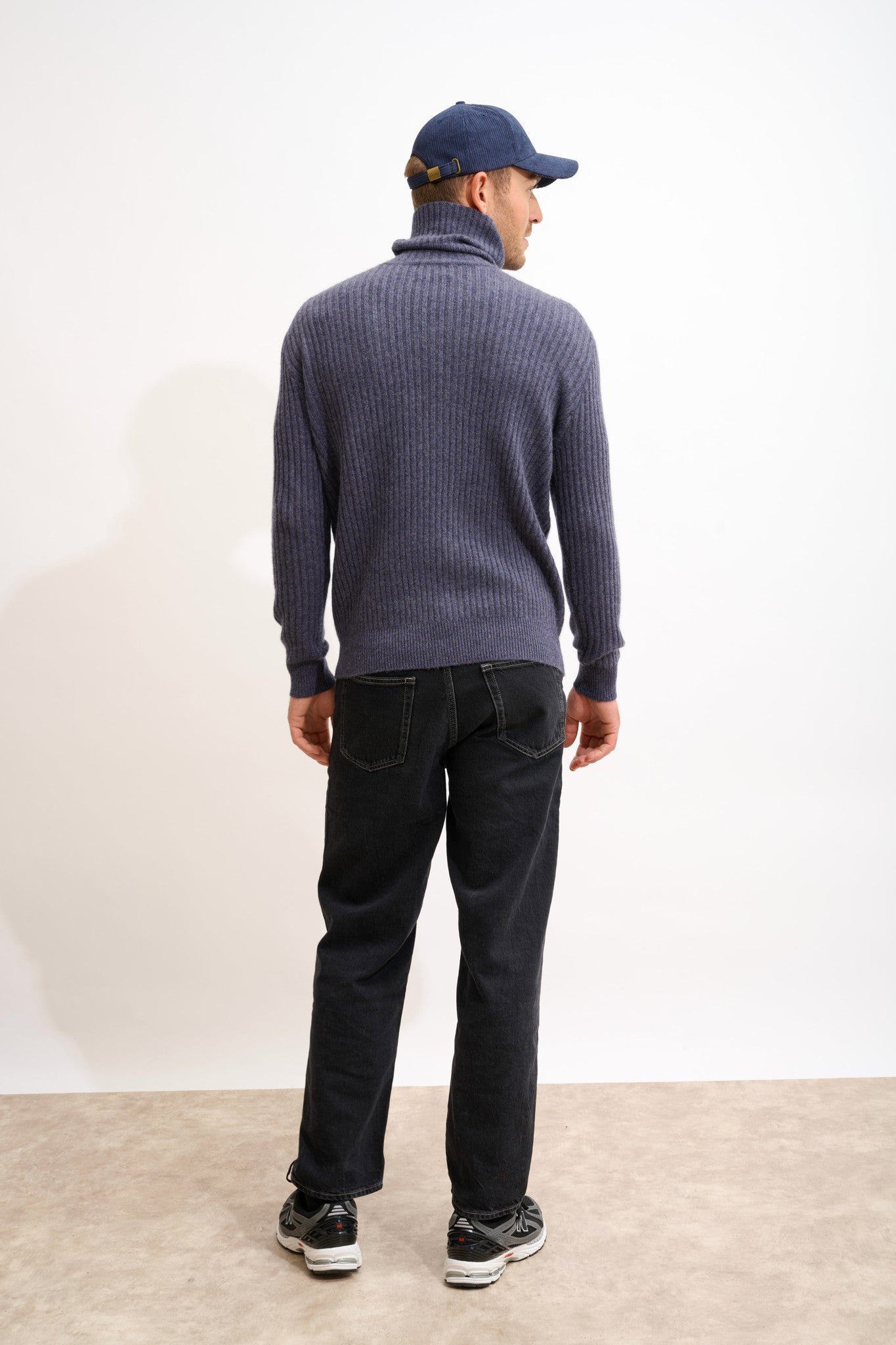 noi pull col roulé violet gris chiné