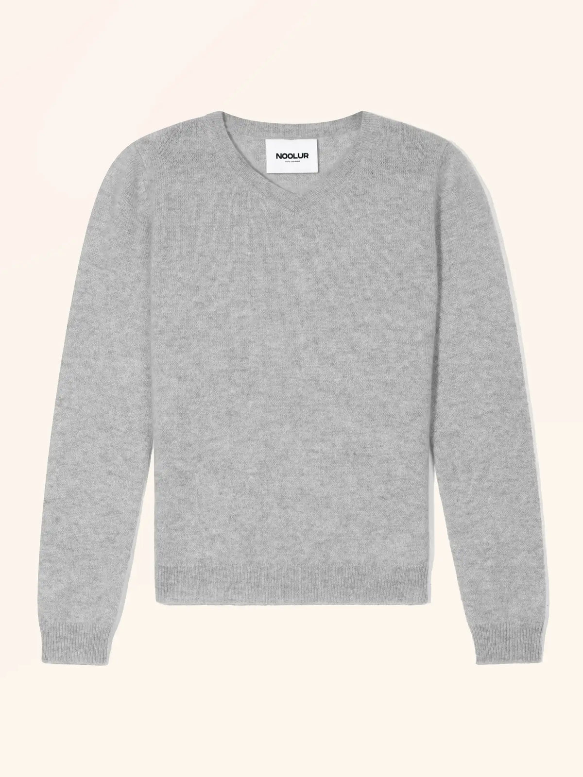 BARUUN Pullover V-Ausschnitt Hellgrau meliert