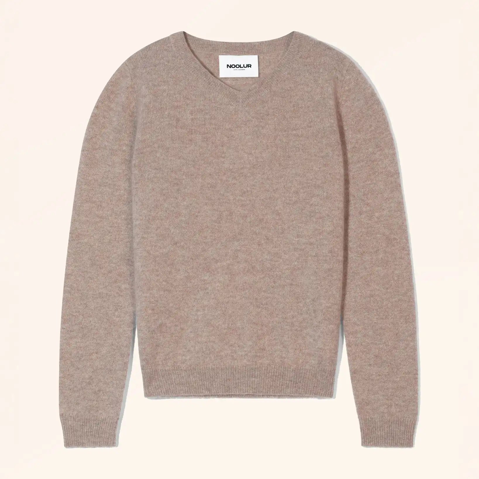 BARUUN Pull Col V Taupe Clair Chiné