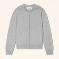 SELENGE Gilet Zippé Capuche Gris Clair Chiné