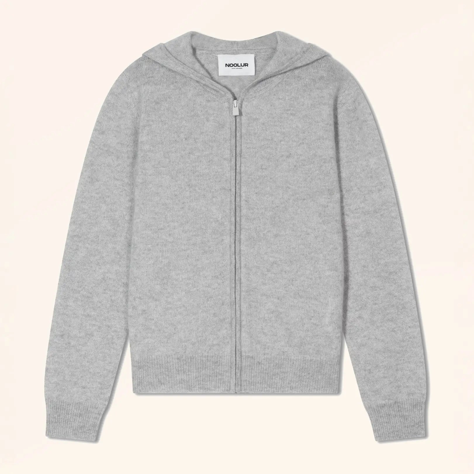 SELENGE Gilet Zippé Capuche Gris Clair Chiné