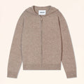 SELENGE Gilet Zippé Capuche Taupe Clair Chiné