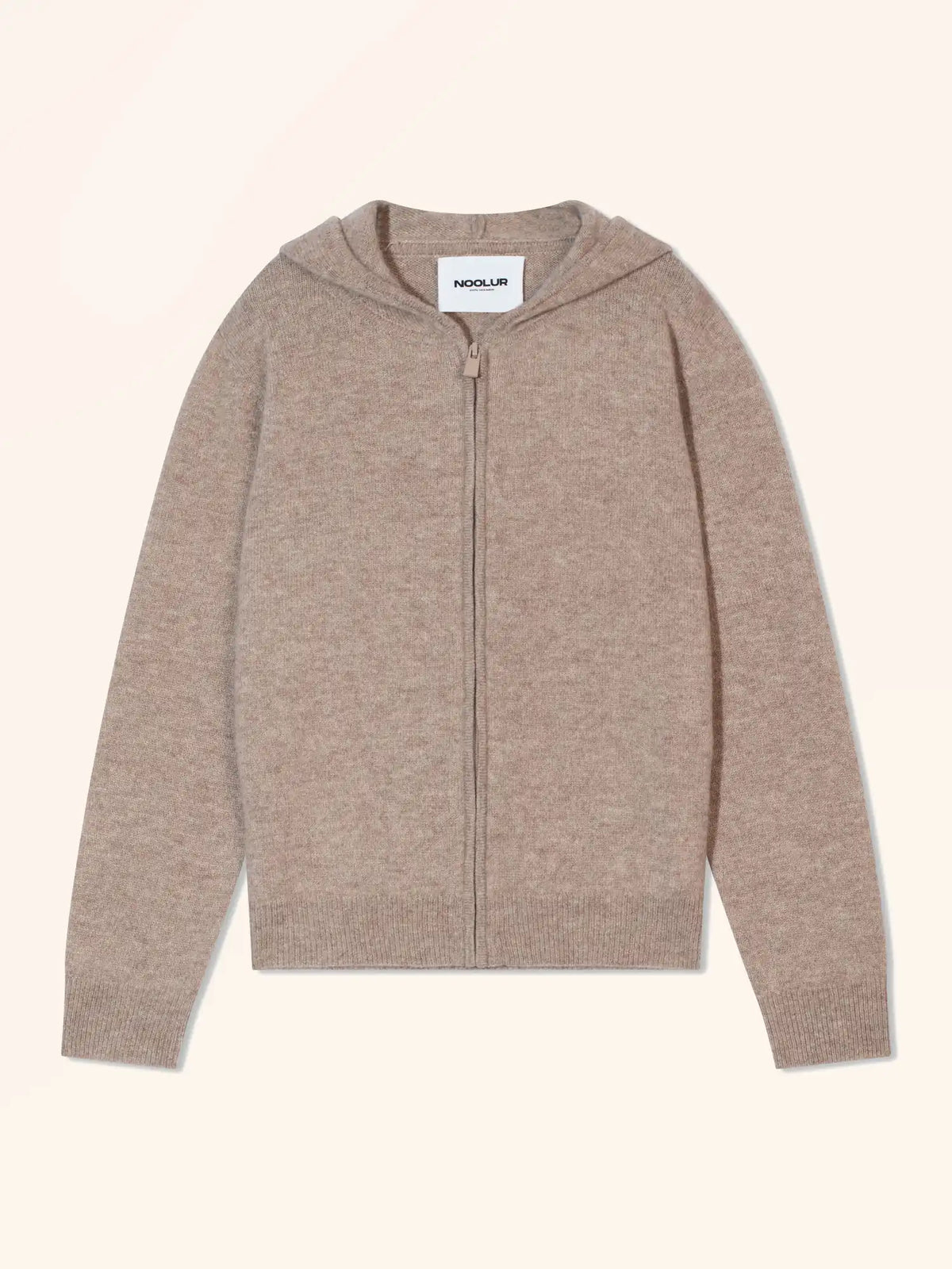 SELENGE Gilet Zippé Capuche Taupe Clair Chiné