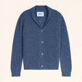 YUL Veste Boutonnée Col Châle 4 Fils Bleu Denim