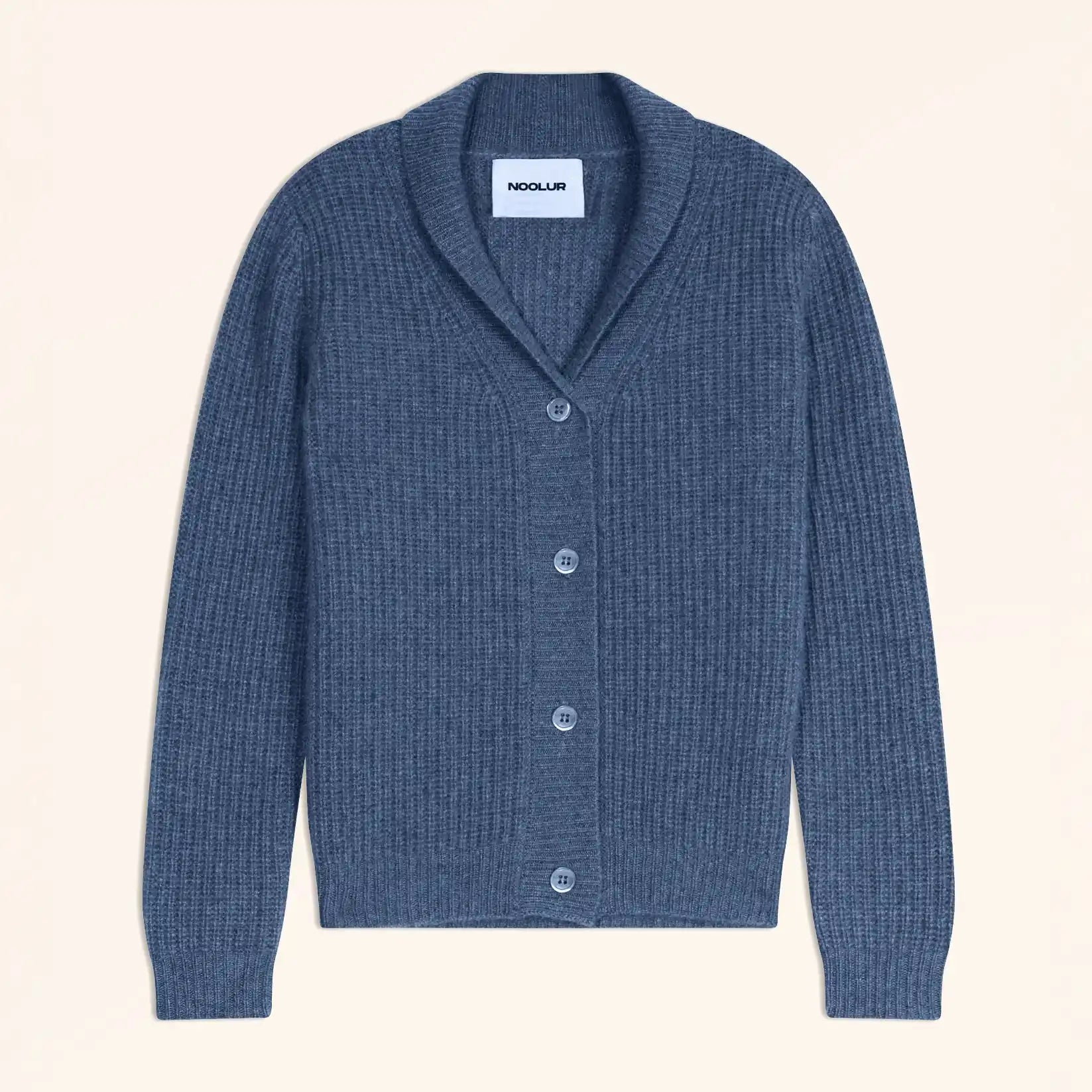 YUL Veste Boutonnée Col Châle 4 Fils Bleu Denim