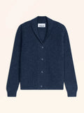 YUL Veste Boutonnée Col Châle 4 Fils Océan Chiné