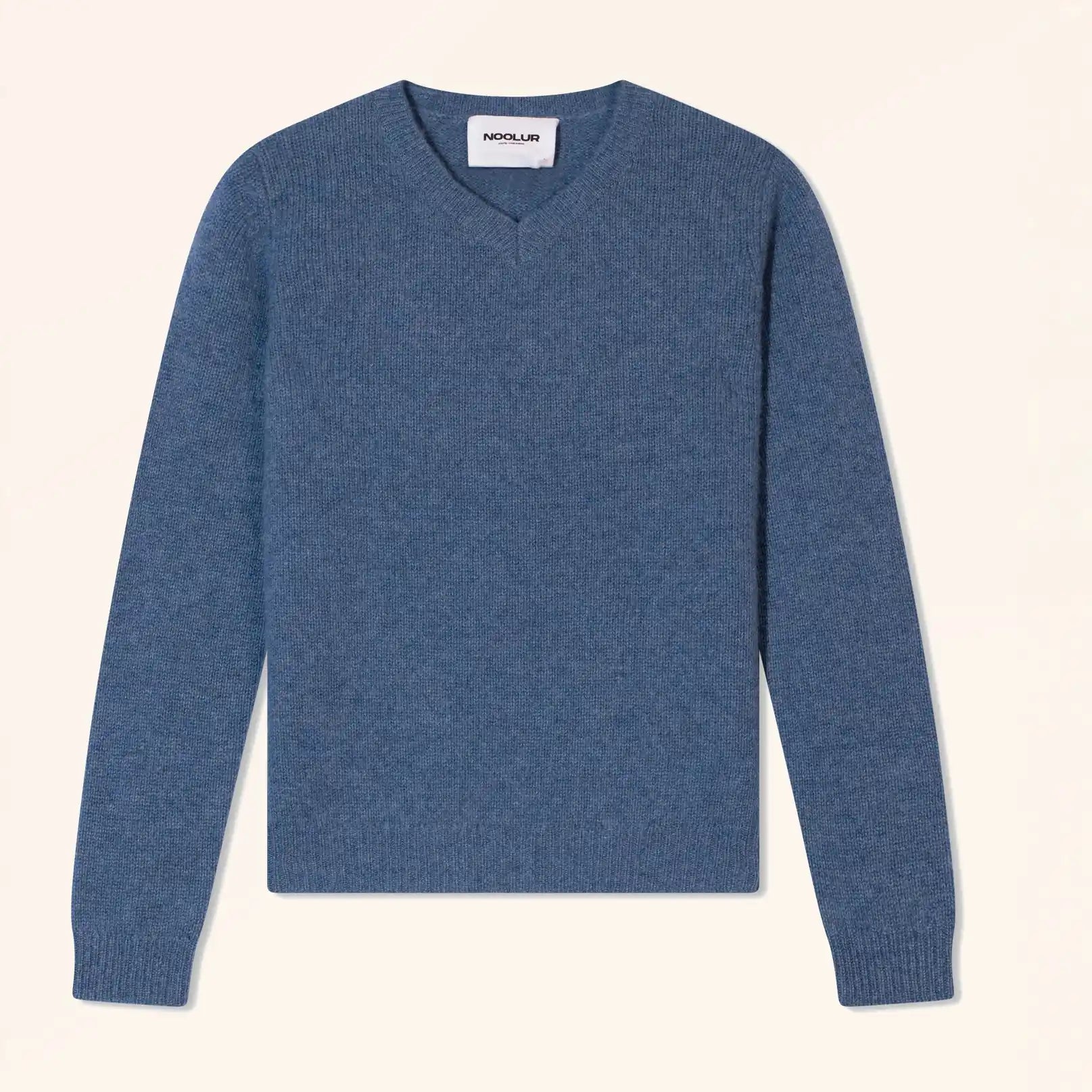 ORIEN Pull Col V 4 Fils Bleu Denim