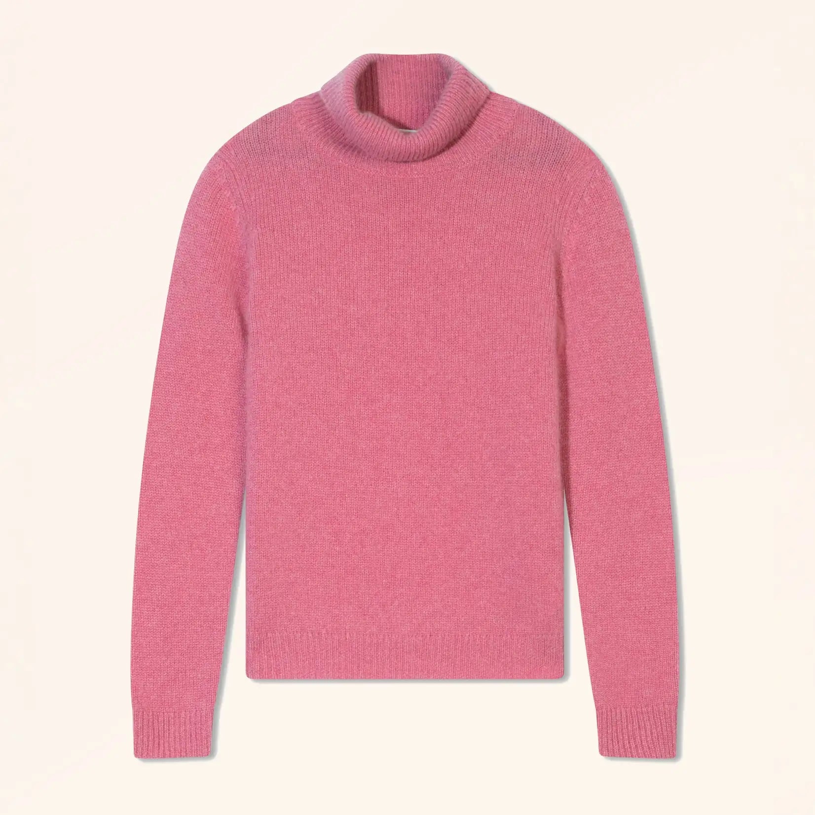 LORA Pull Col Roulé 4 Fils Fraise
