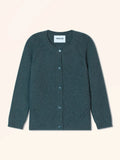 ELYAR Cardigan Col Rond 4 Fils Vert Canard Chiné