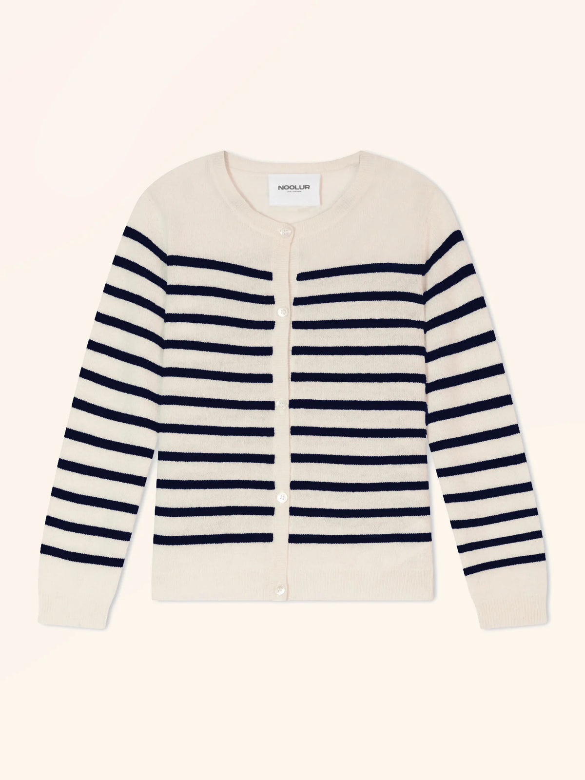 NORVETH Cardigan Col Rond Ivoire et Bleu Marine