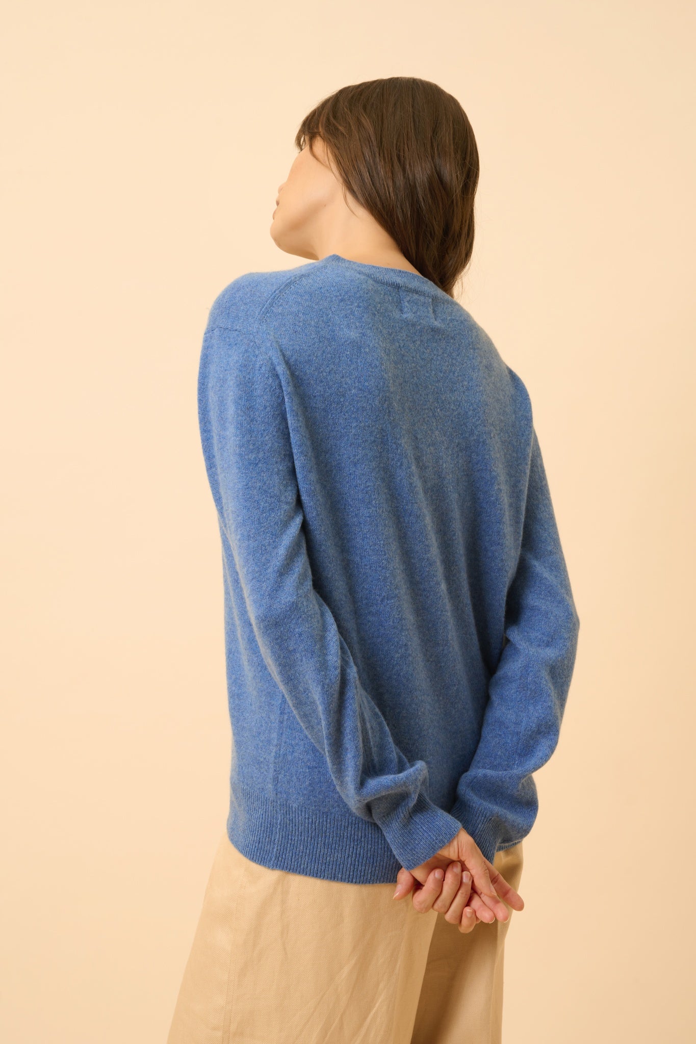 NORA pull col v bleu denim