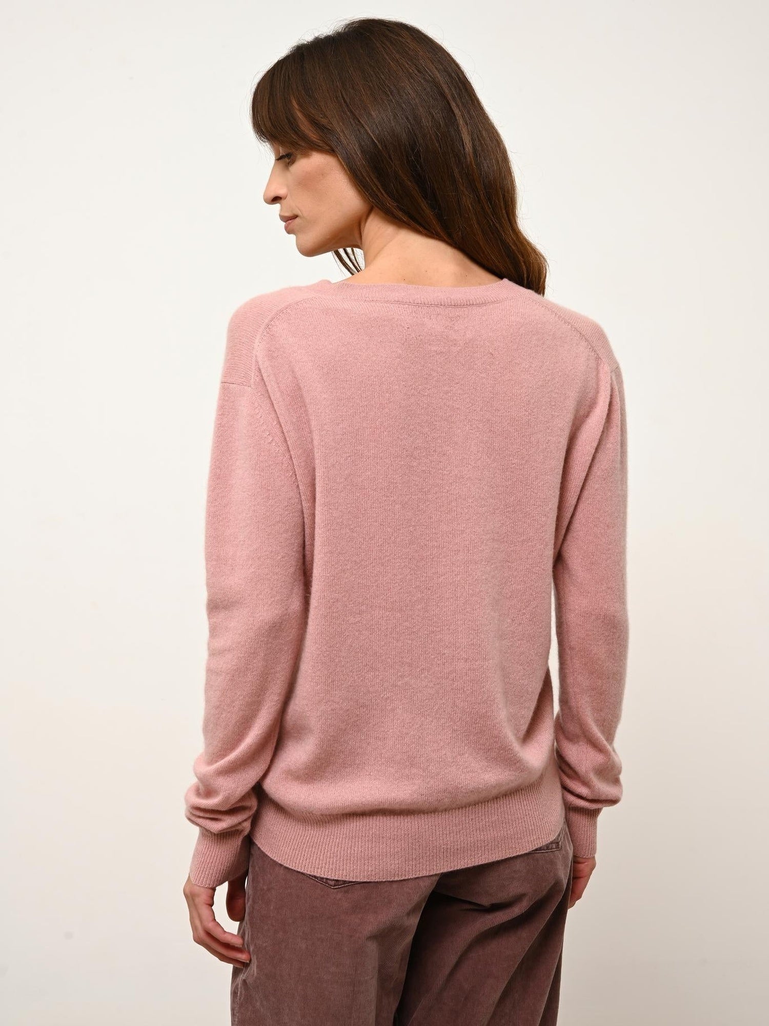 NORA pull col v bois de rose