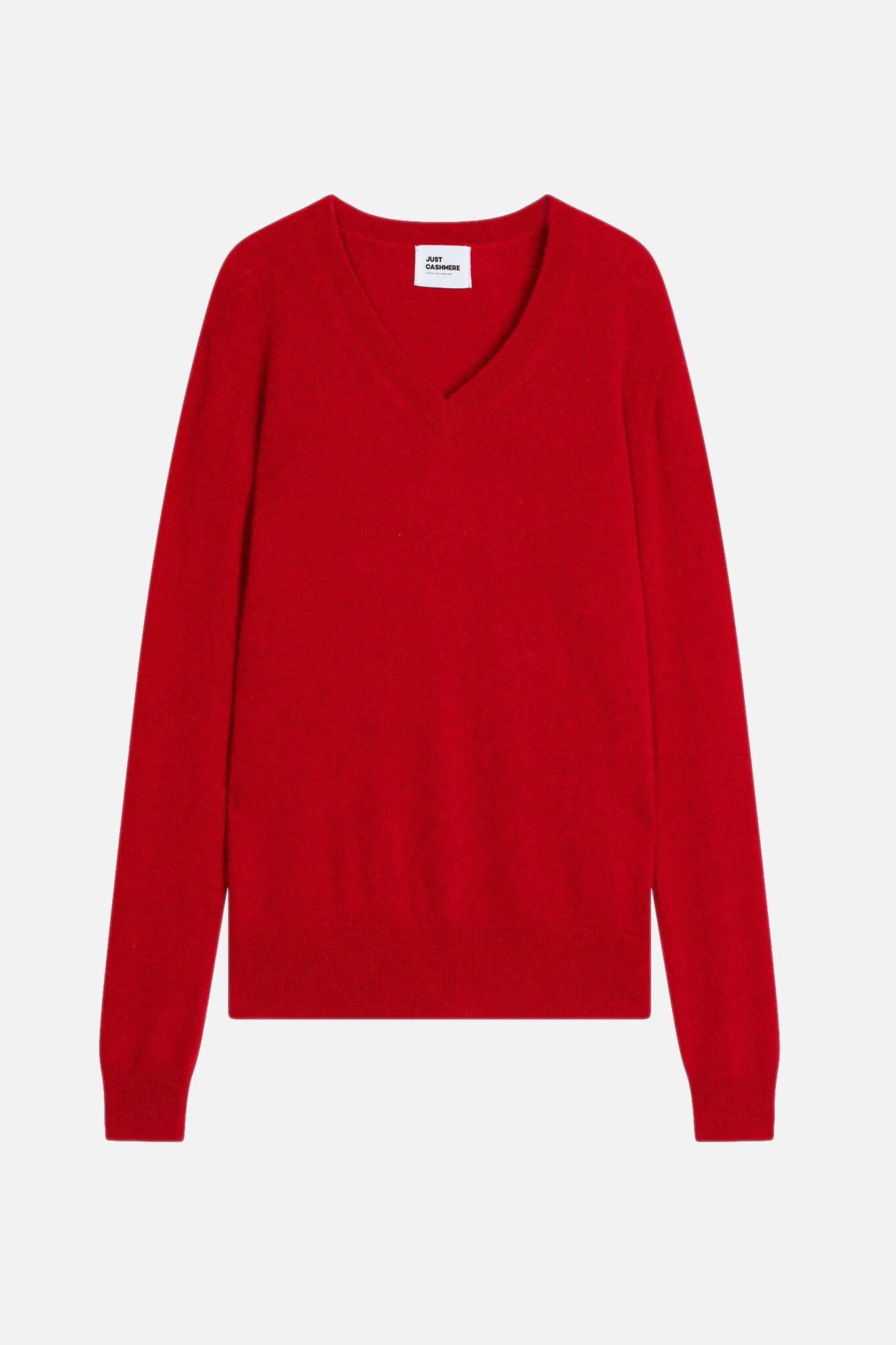 NORA pull col v rouge