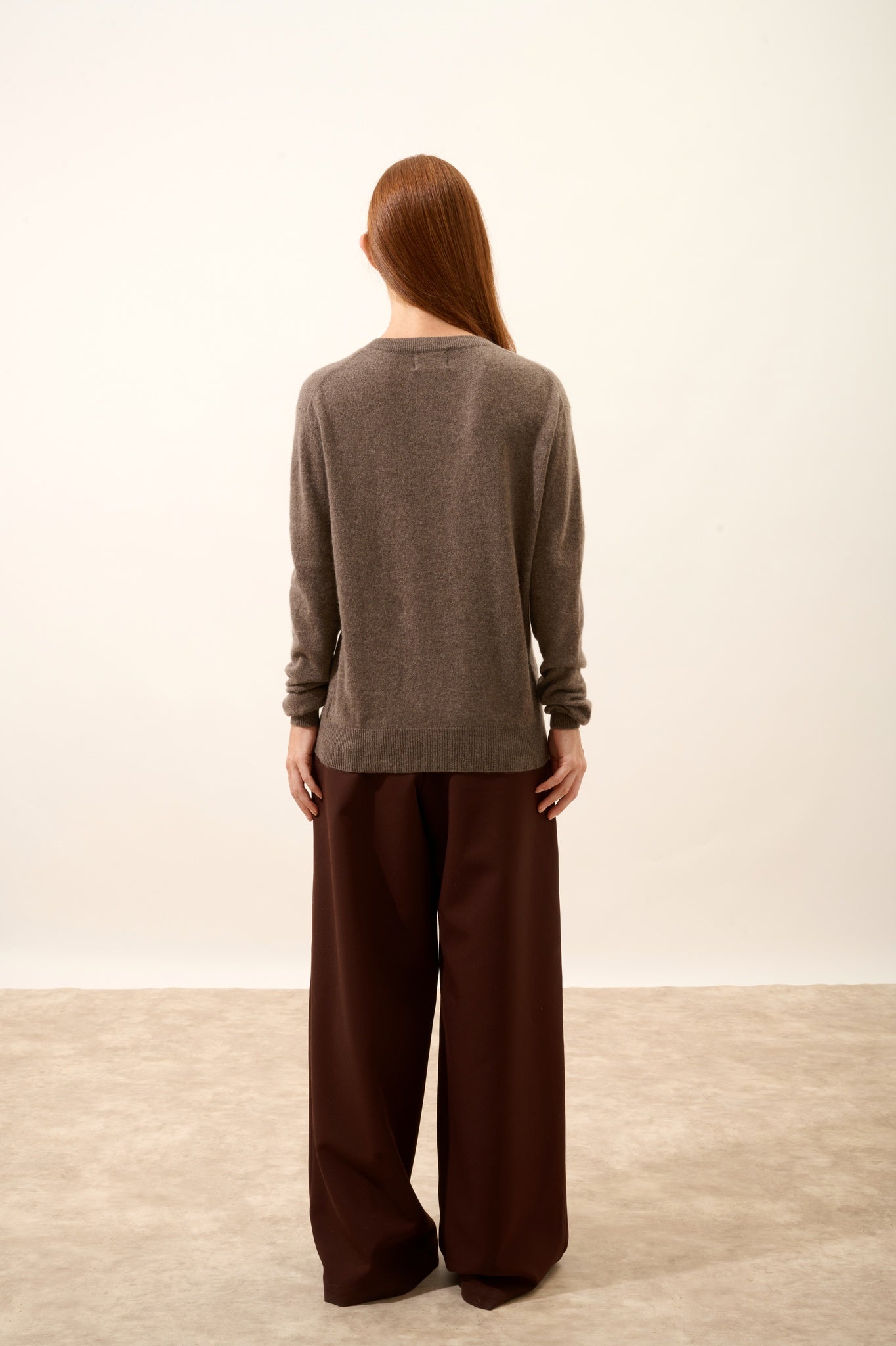 NORA pull col v taupe chiné