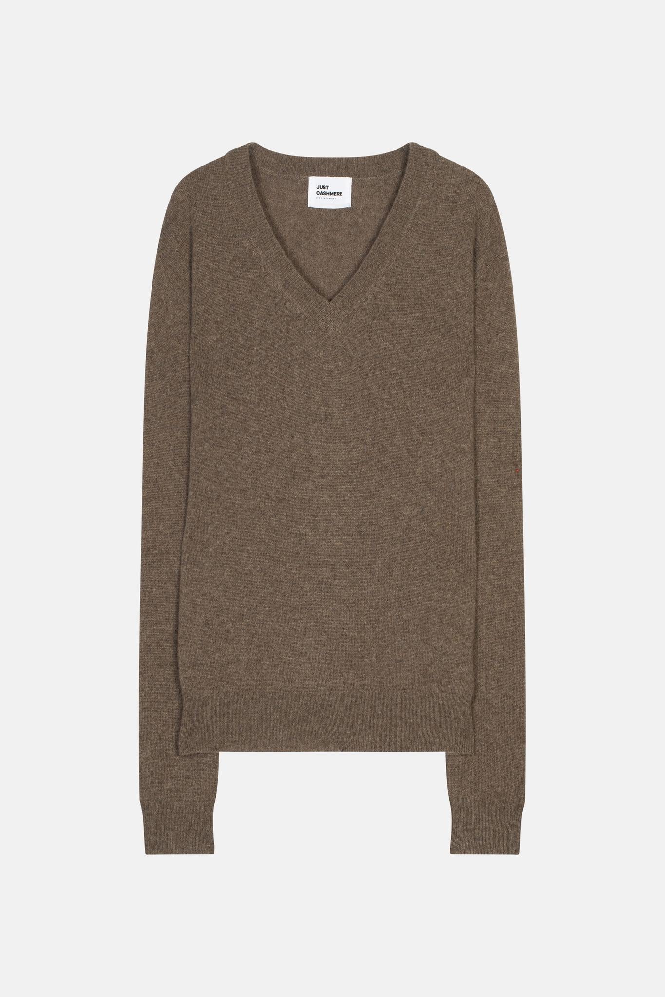 NORA pull col v taupe chiné