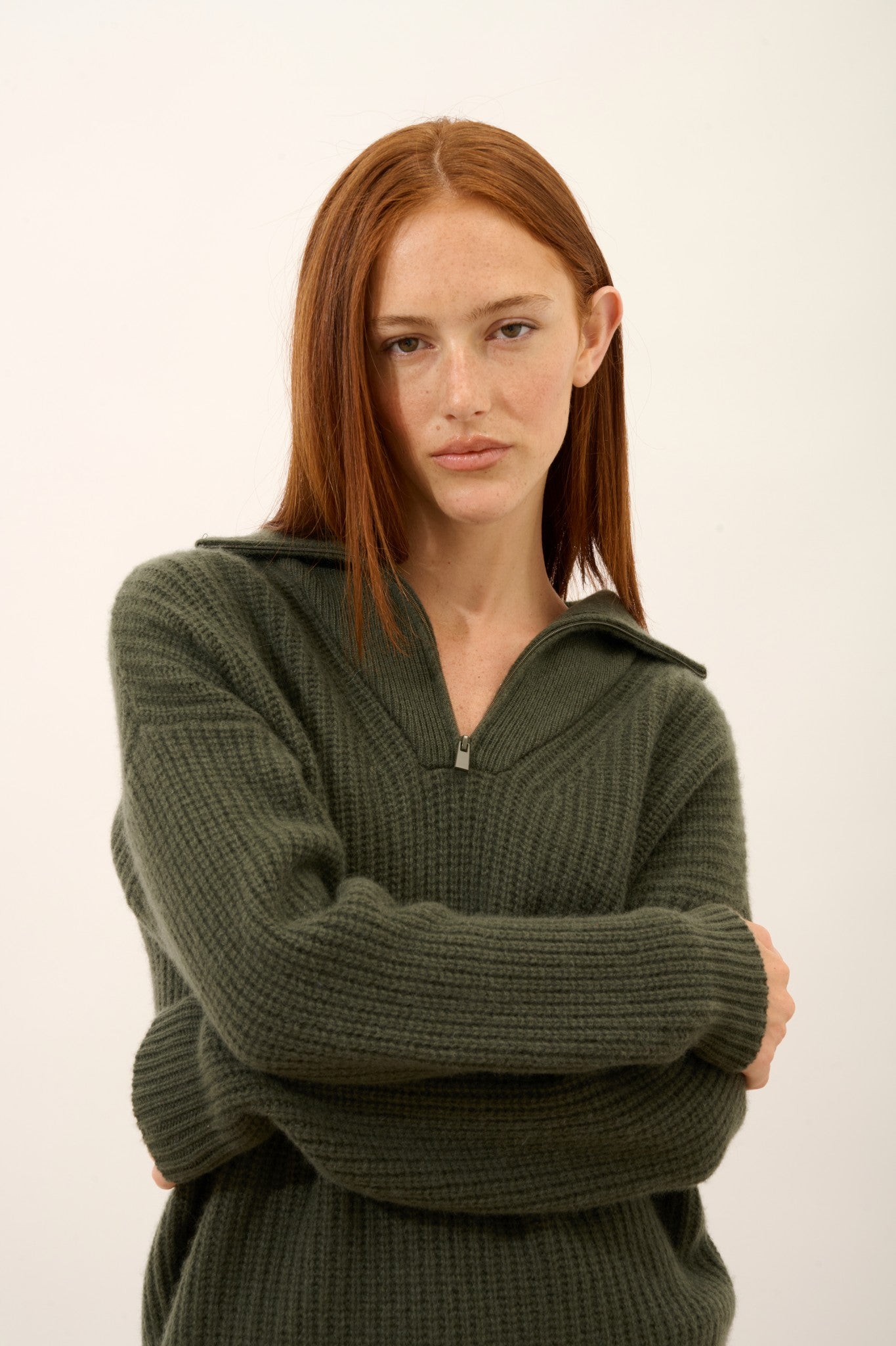 nordica pull camionneur 6 fils kaki 100% cachemire