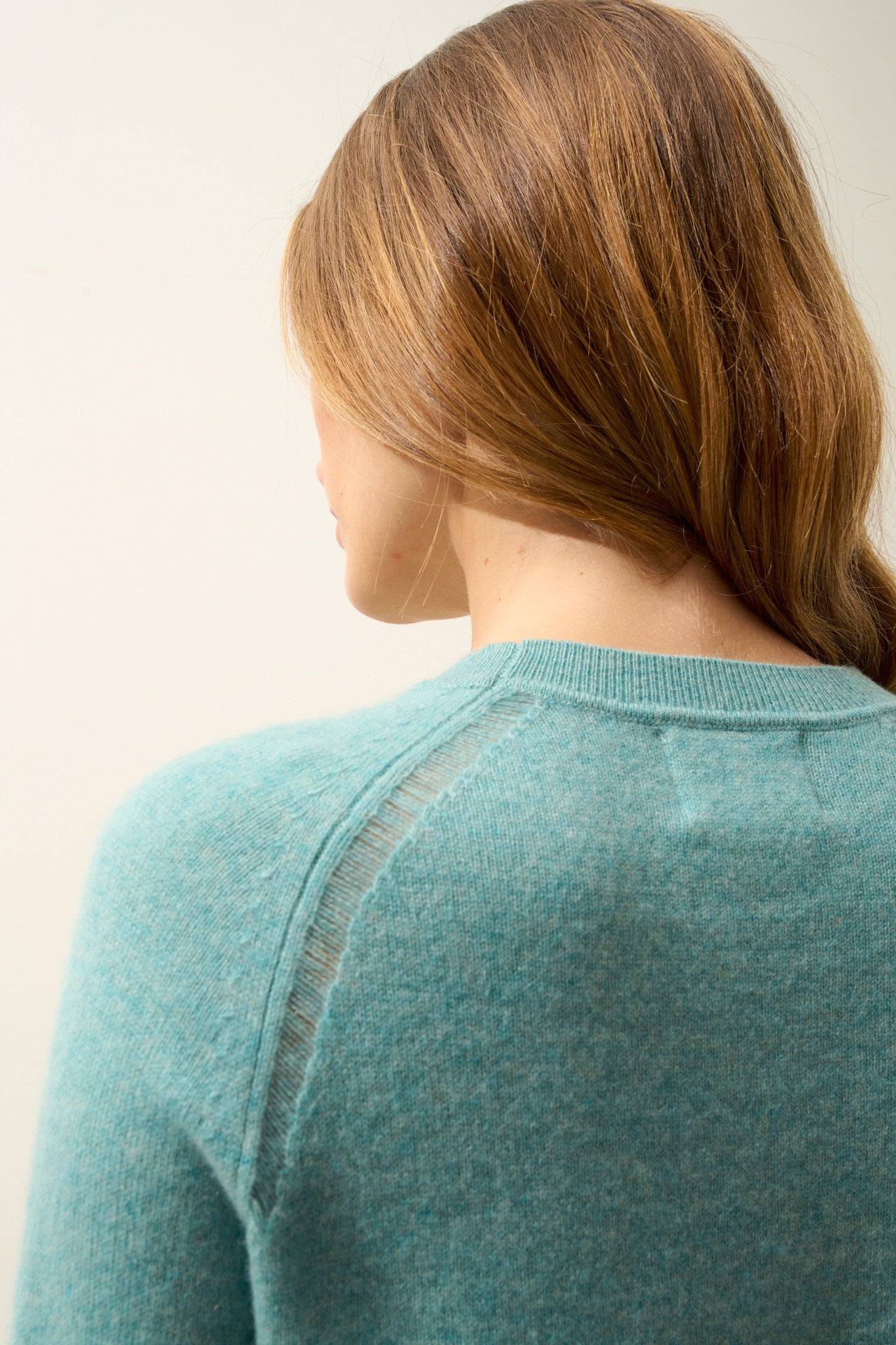 norena pull col rond vert chiné 100% cachemire