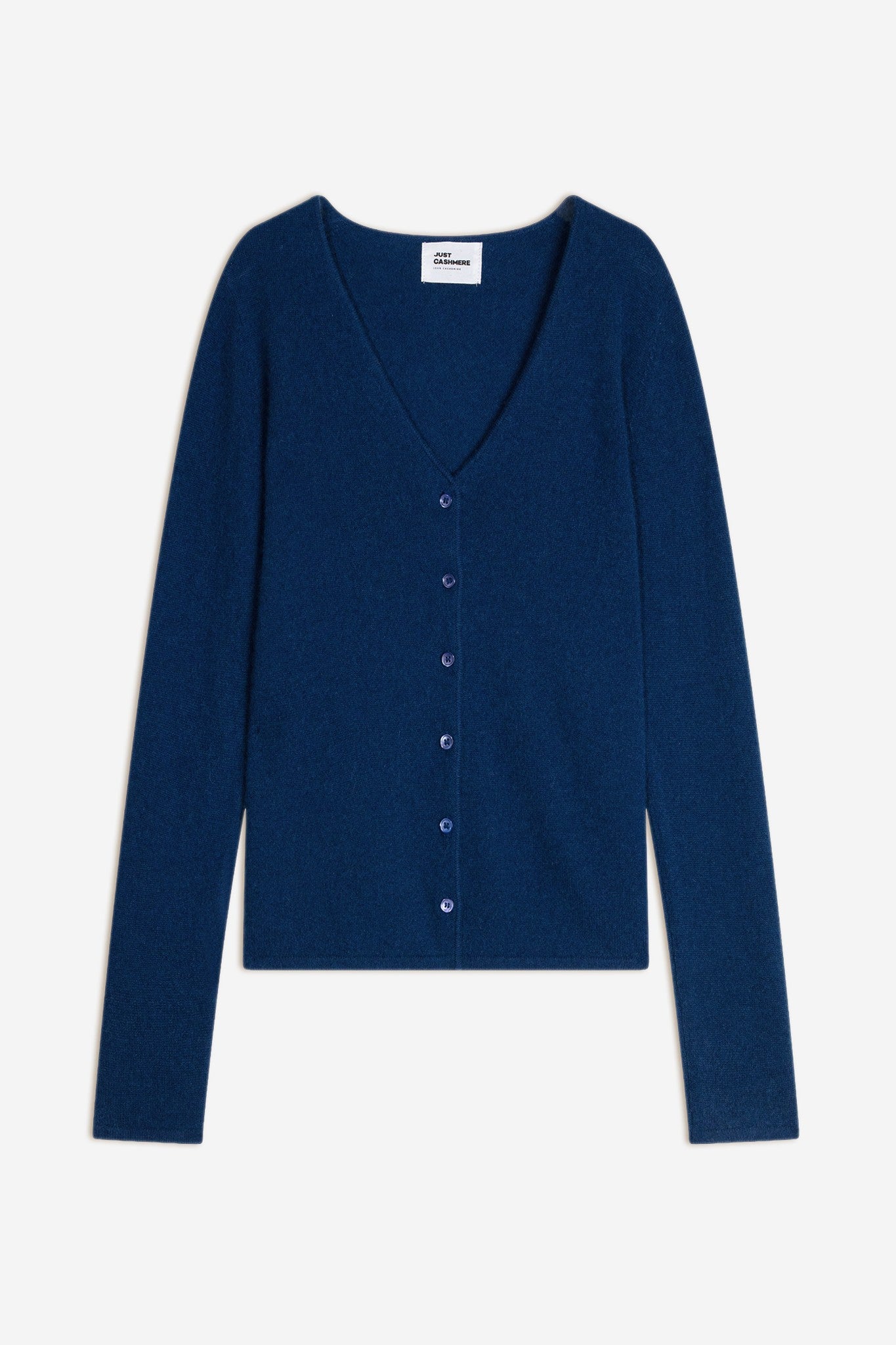 norma cardigan col v bleu perse