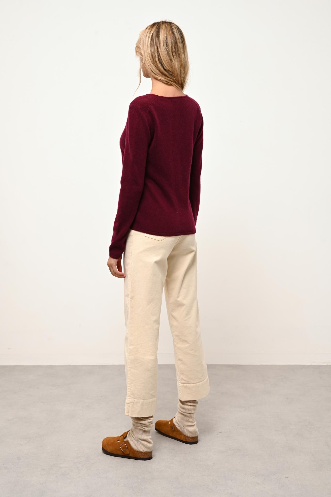 NORMA cardigan col v bordeaux