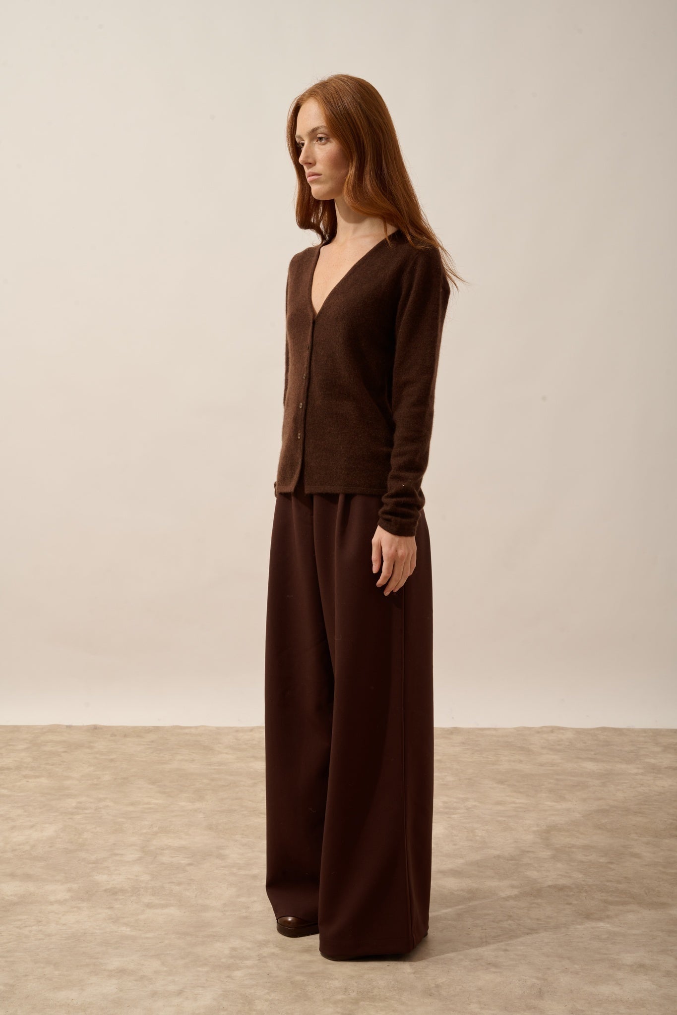 NORMA cardigan col v café